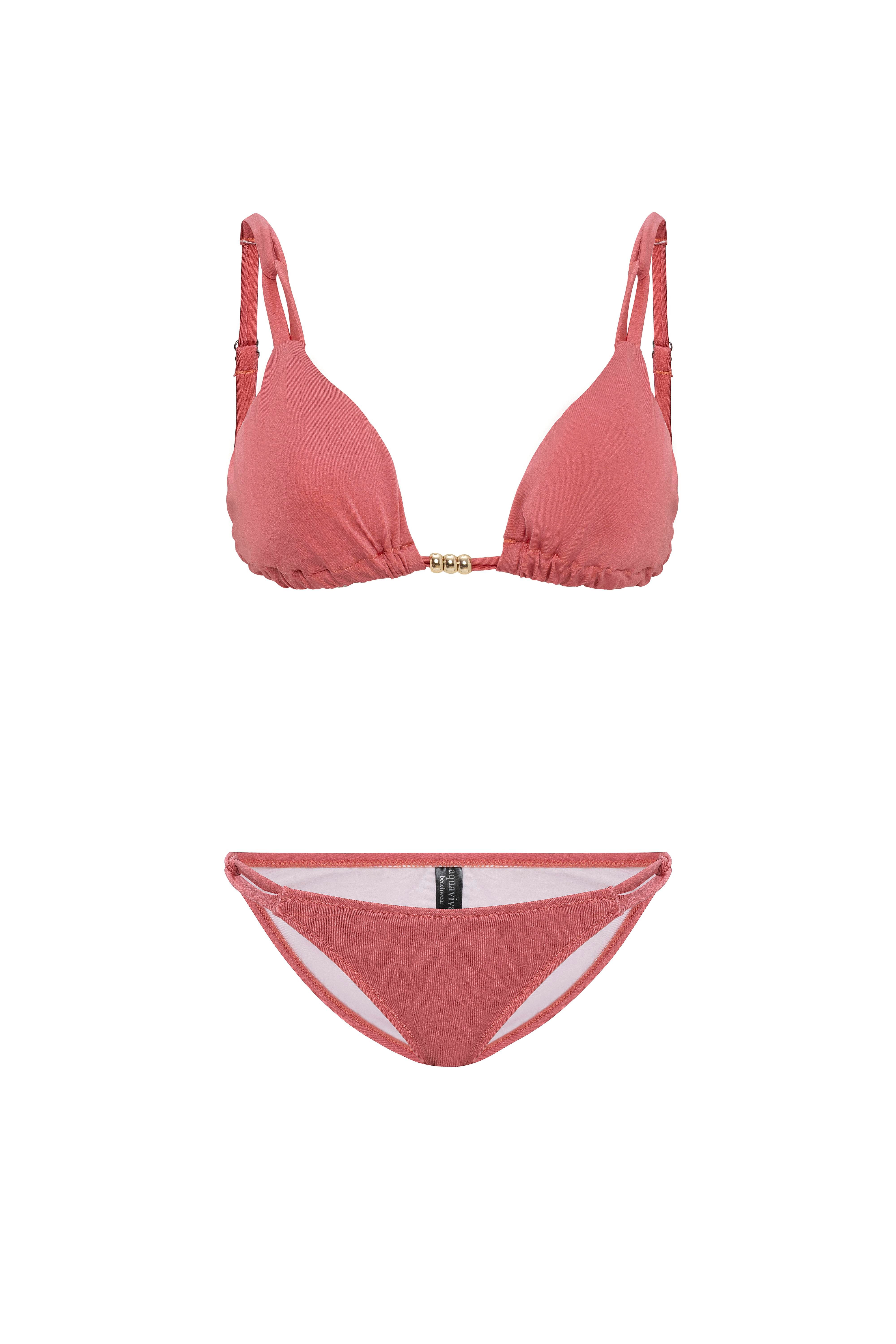 AQUAVİVA Kadın Gül Kurusu İzabella Gold Aksesuarlı Üçgen Bikini Takımı