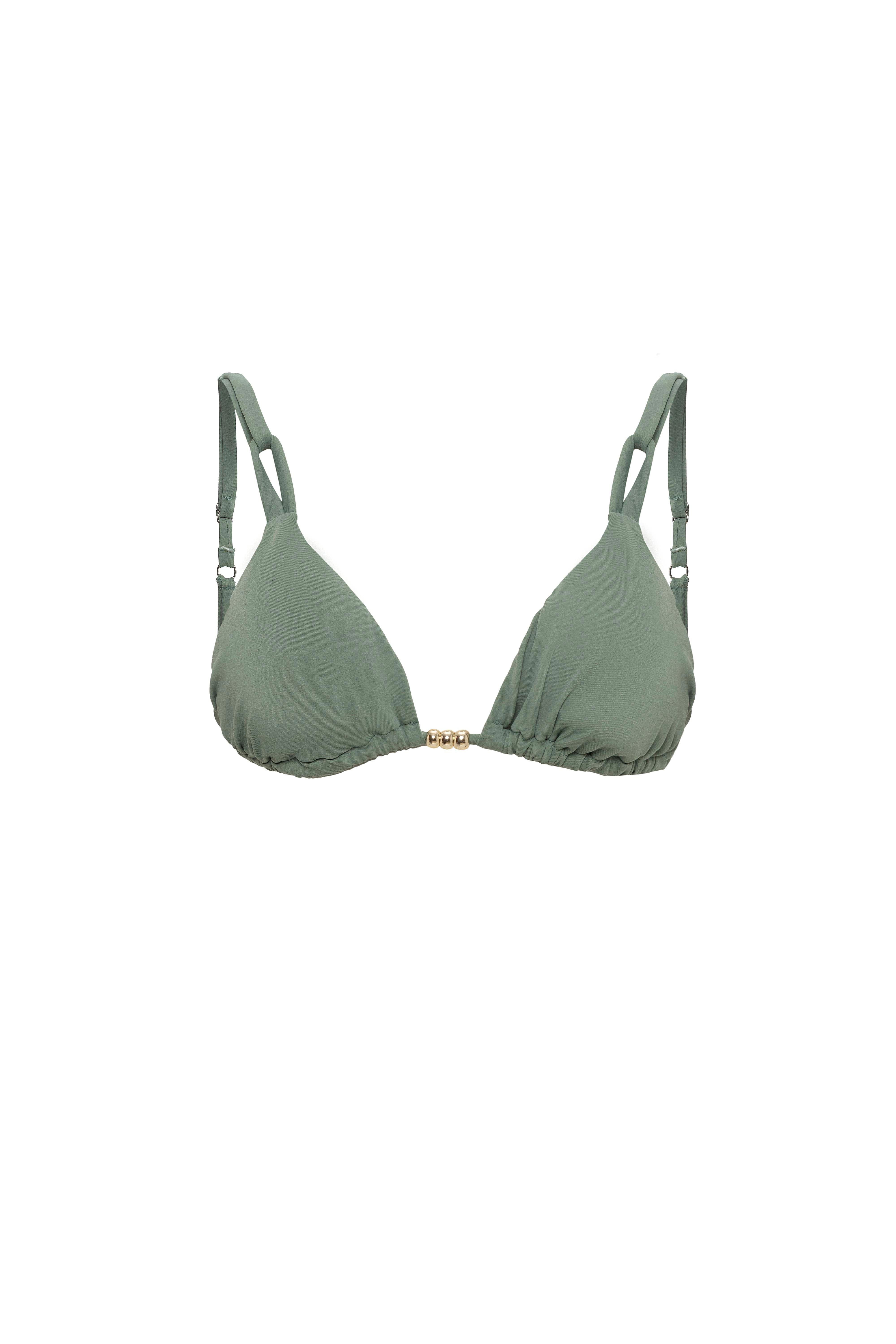 AQUAVİVA Kadın Haki Yeşil İzabella Gold Aksesuarlı Üçgen Bikini Takımı