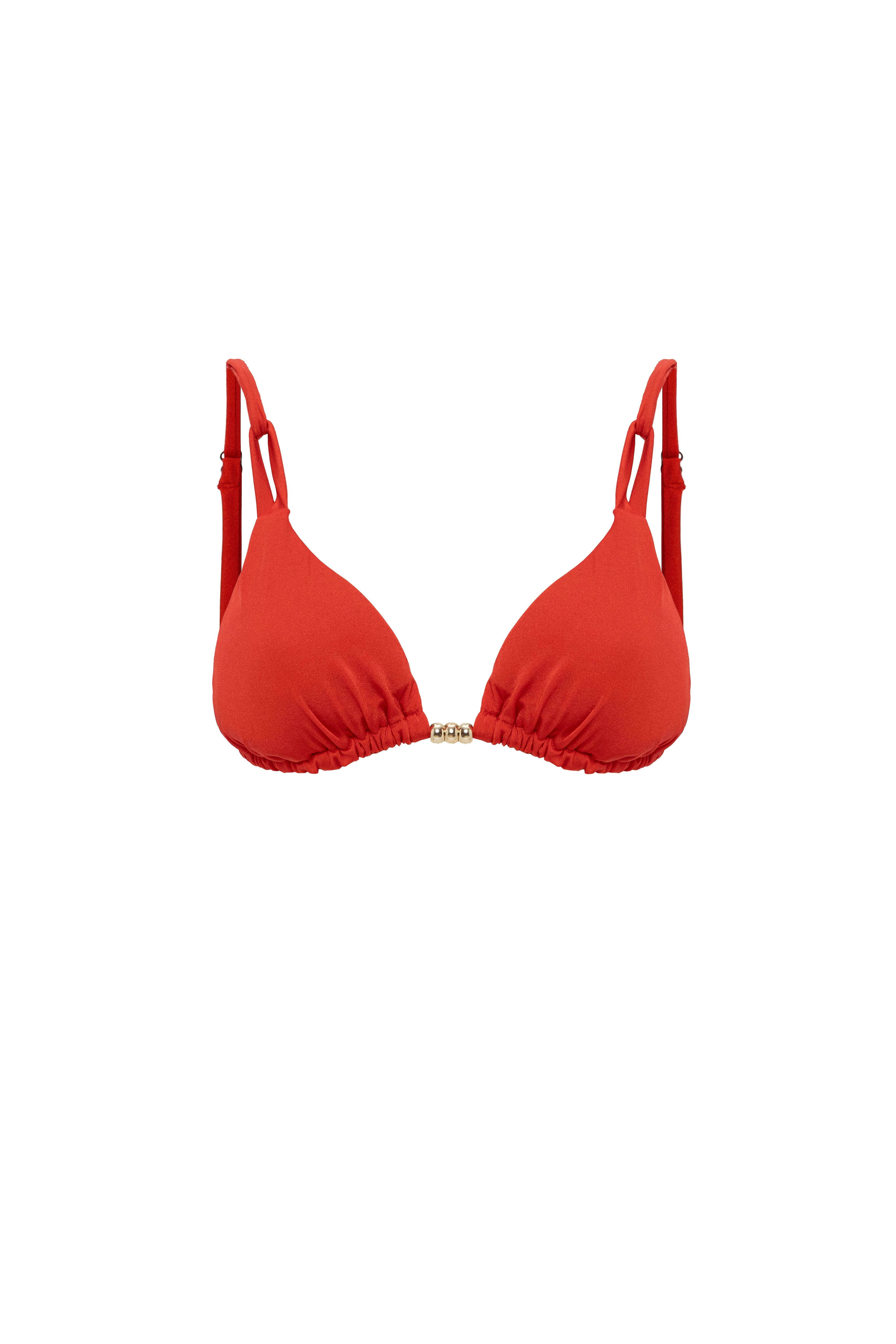 AQUAVİVA Kadın Kırmızı İzabella Gold Aksesuarlı Üçgen Bikini Takımı