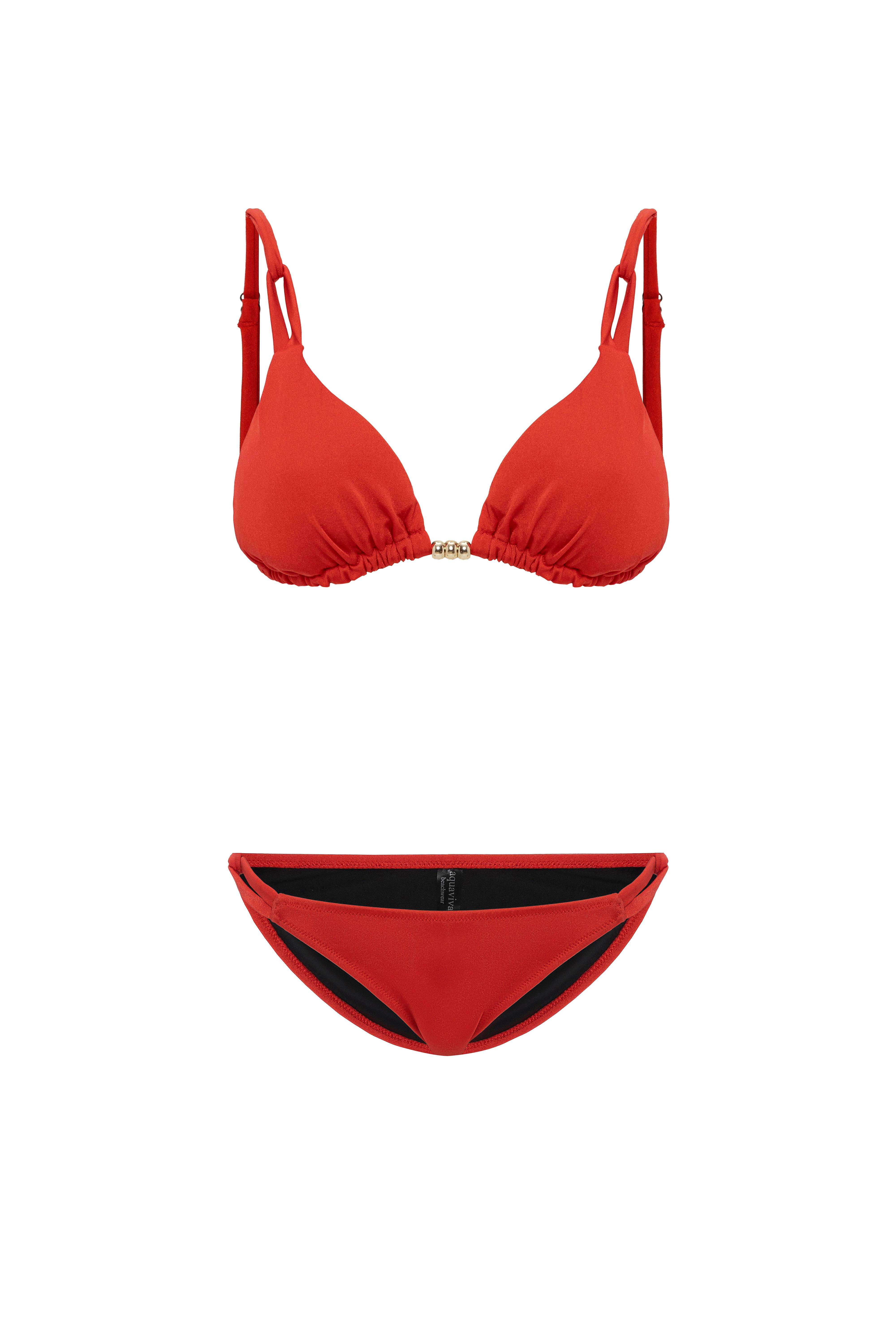 AQUAVİVA Kadın Kırmızı İzabella Gold Aksesuarlı Üçgen Bikini Takımı