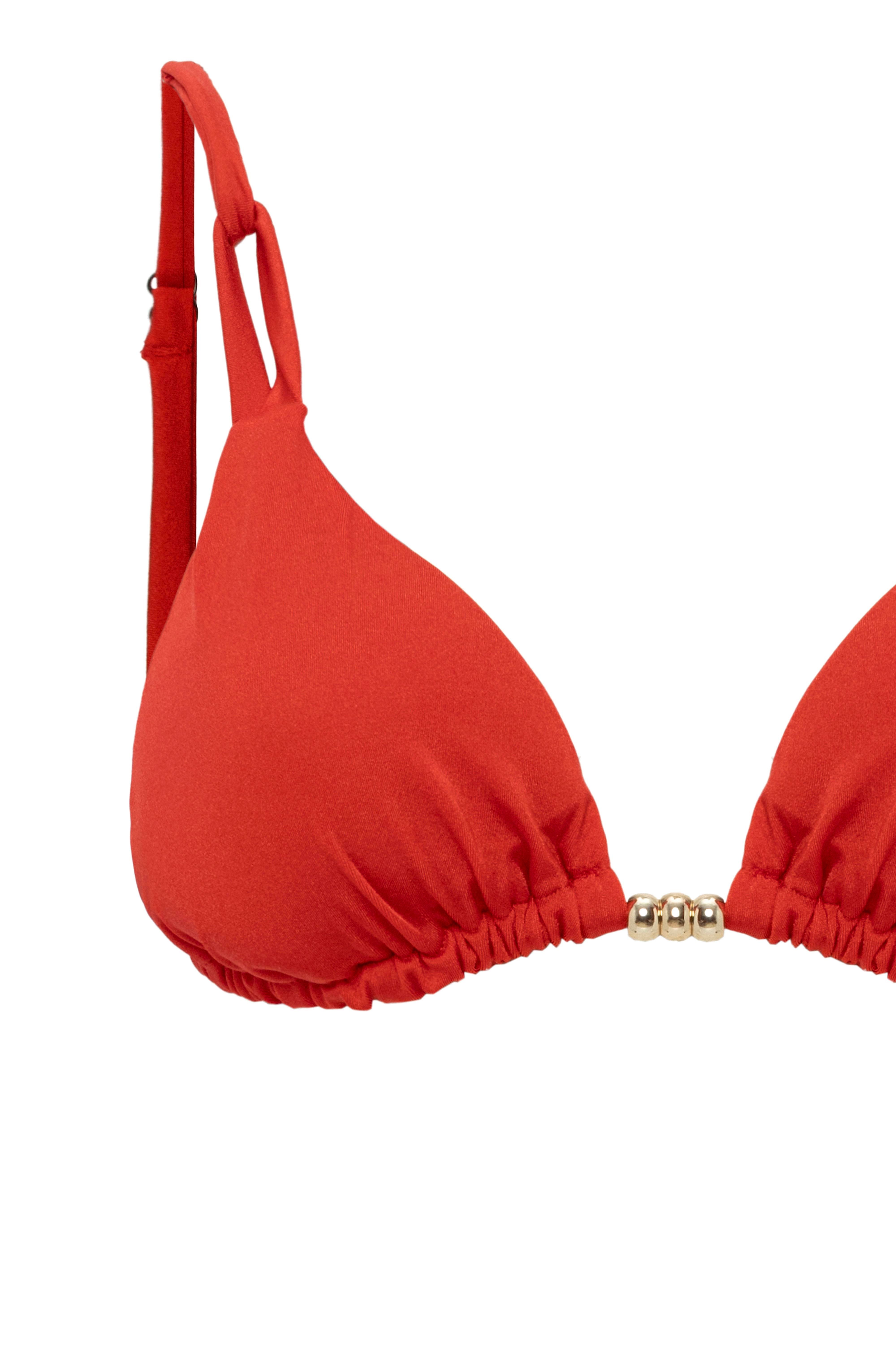AQUAVİVA Kadın Kırmızı İzabella Gold Aksesuarlı Üçgen Bikini Takımı