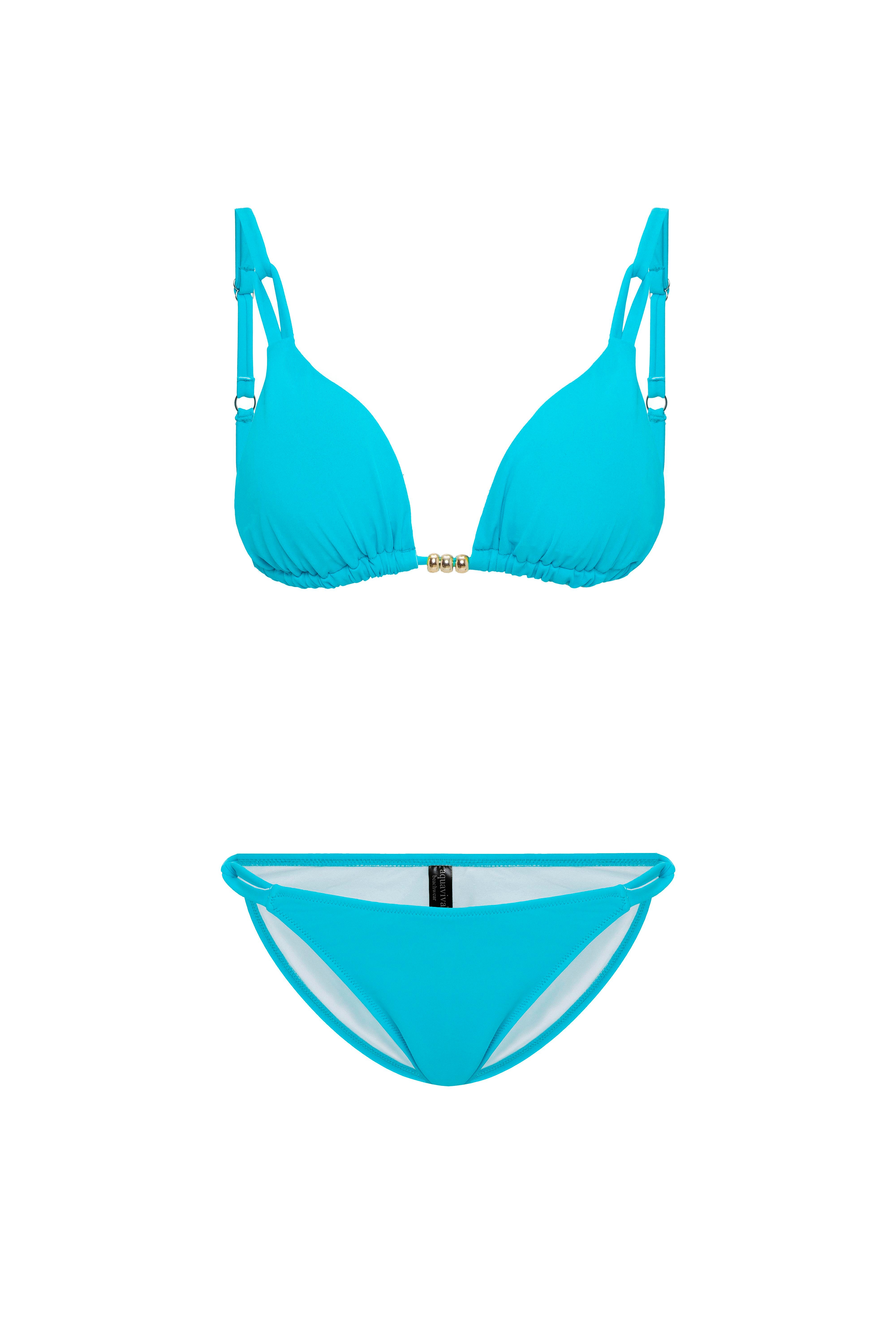 AQUAVİVA Kadın  Mavi İzabella Gold Aksesuarlı Üçgen Bikini Takımı