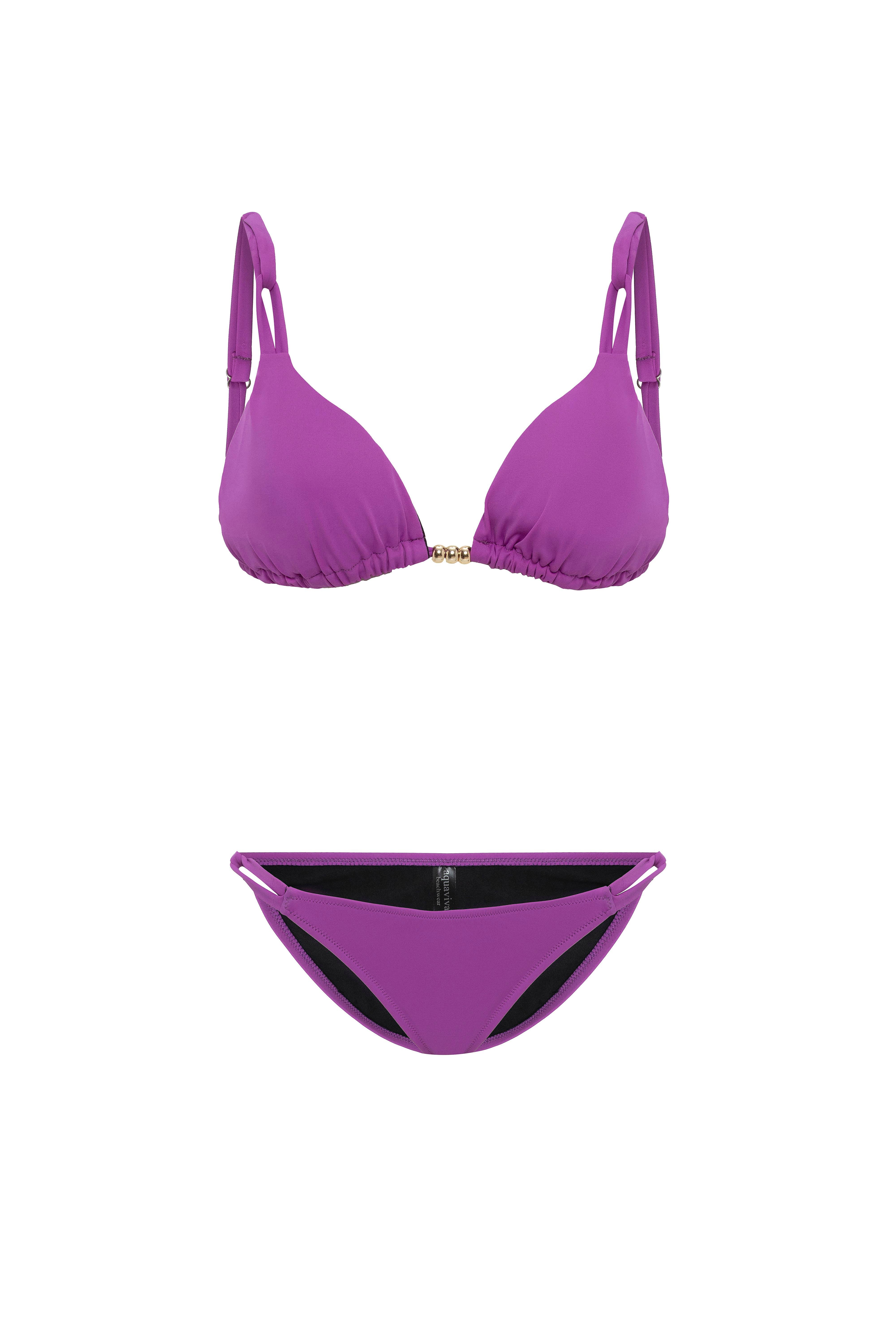 AQUAVİVA Kadın Mor İzabella Gold Aksesuarlı Üçgen Bikini Takımı