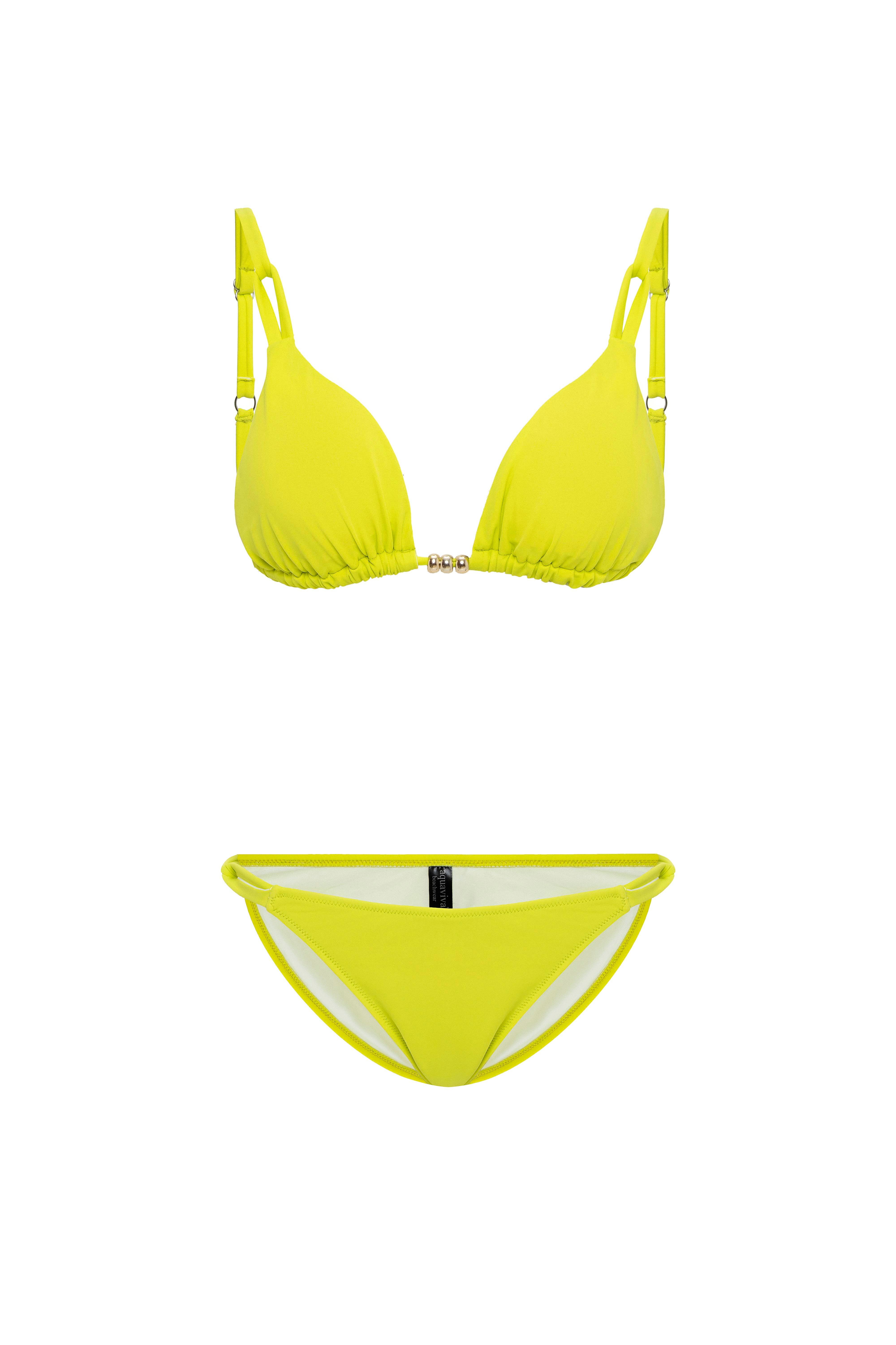 AQUAVİVA Kadın Neon Yeşil İzabella Gold Aksesuarlı Üçgen Bikini Takımı