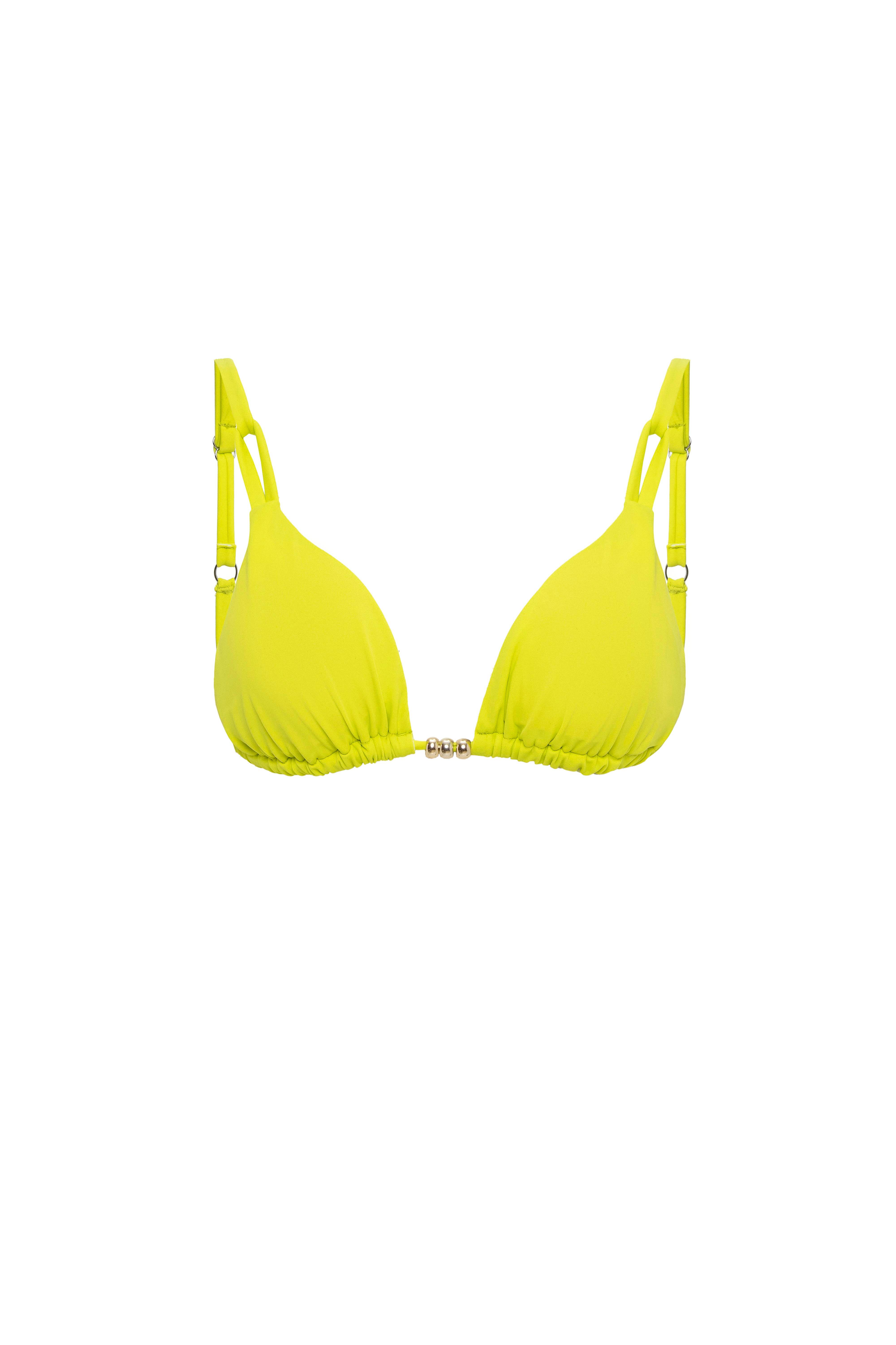 AQUAVİVA Kadın Neon Yeşil İzabella Gold Aksesuarlı Üçgen Bikini Takımı