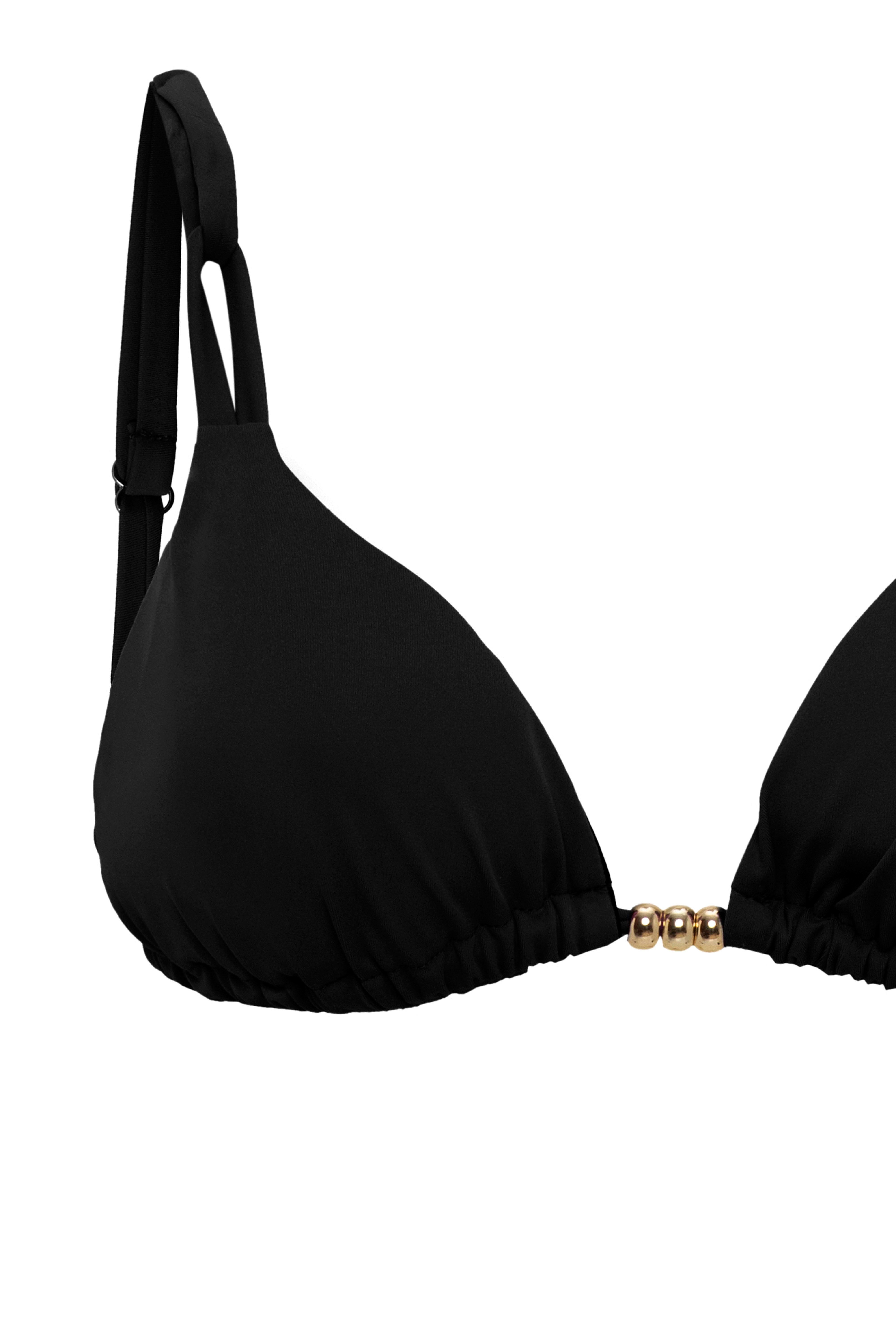 AQUAVİVA Kadın Siyah İzabella Gold Aksesuarlı Üçgen Bikini Takımı