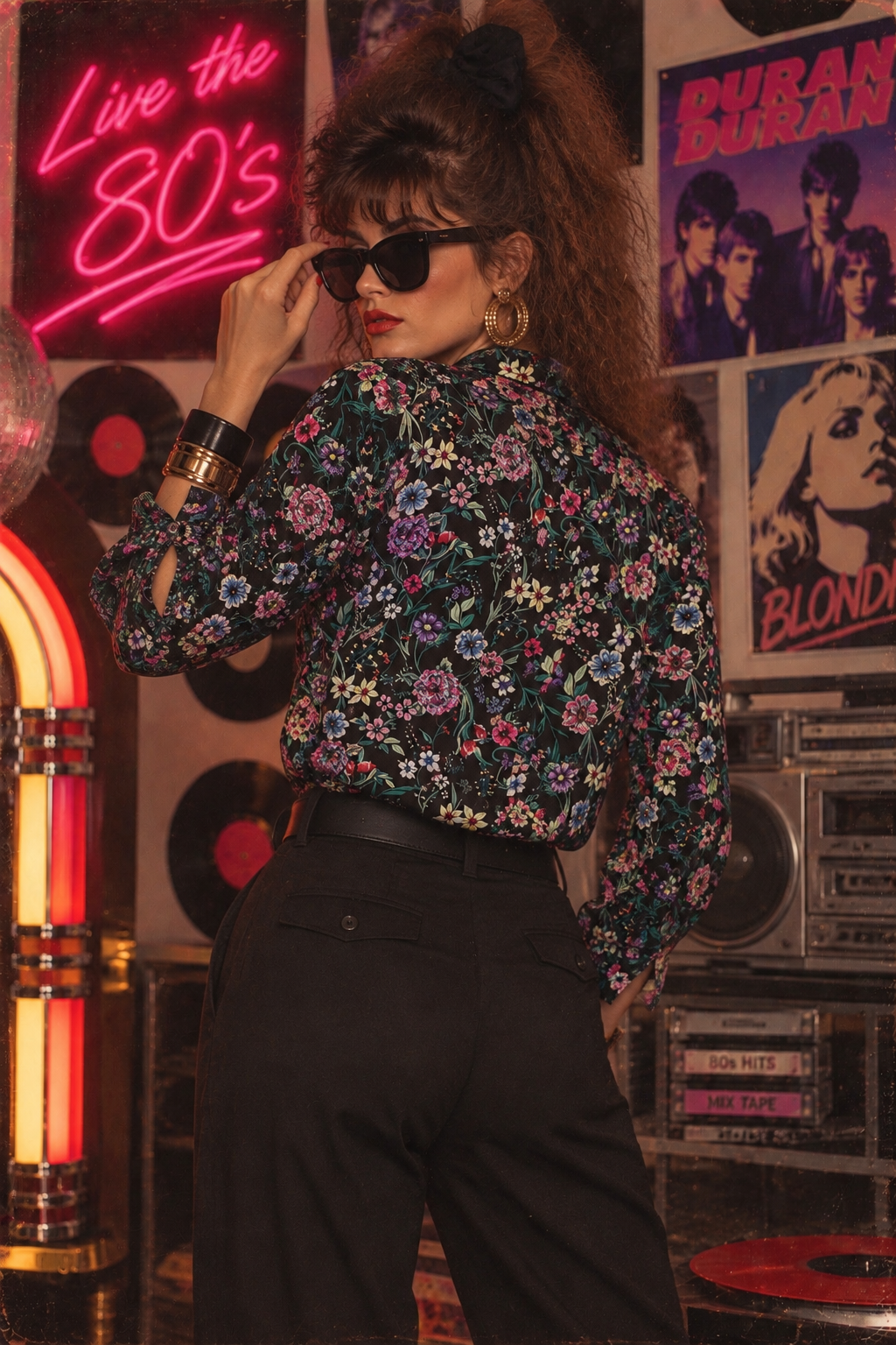 80'S VINTAGE ÇİÇEKLİ GÖMLEK 