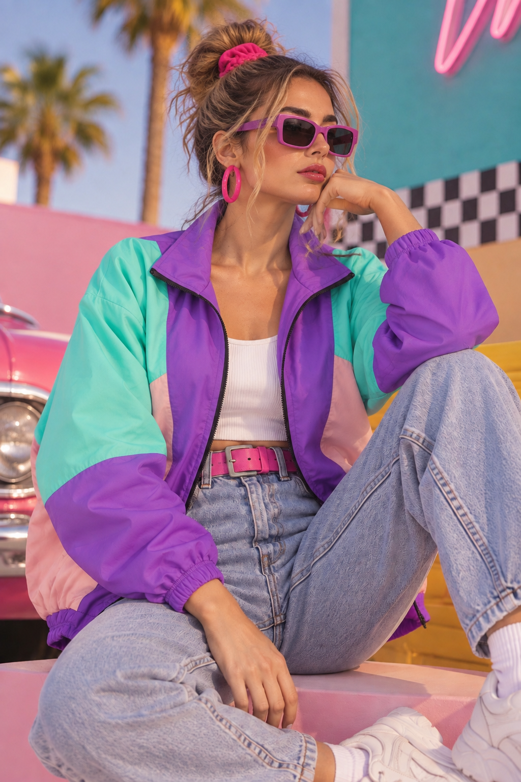 80'S VİNTAGE ŞERİTLİ MONT YAĞMURLUK