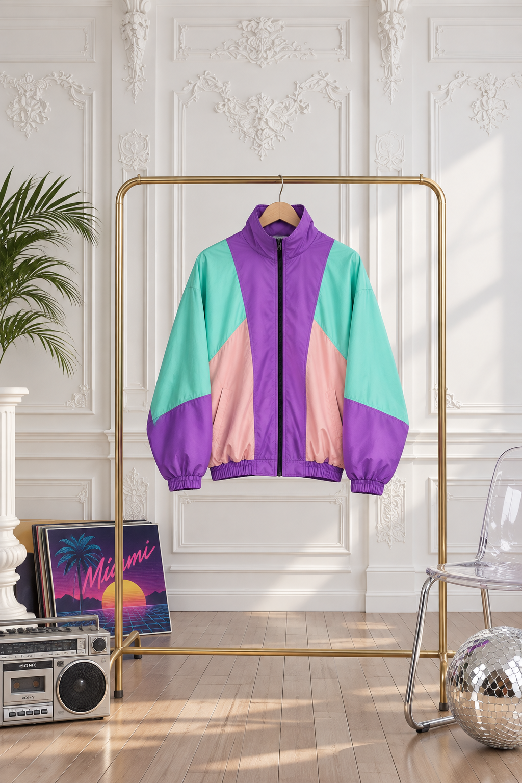 80'S VİNTAGE ŞERİTLİ MONT YAĞMURLUK
