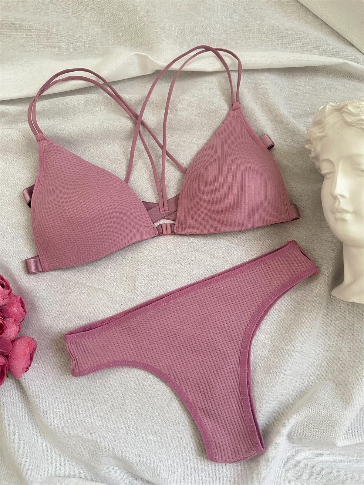 ADRIANA PUSH UP DOLGULU  İÇ ÇAMAŞIRI TAKIM GÜL KURUSU