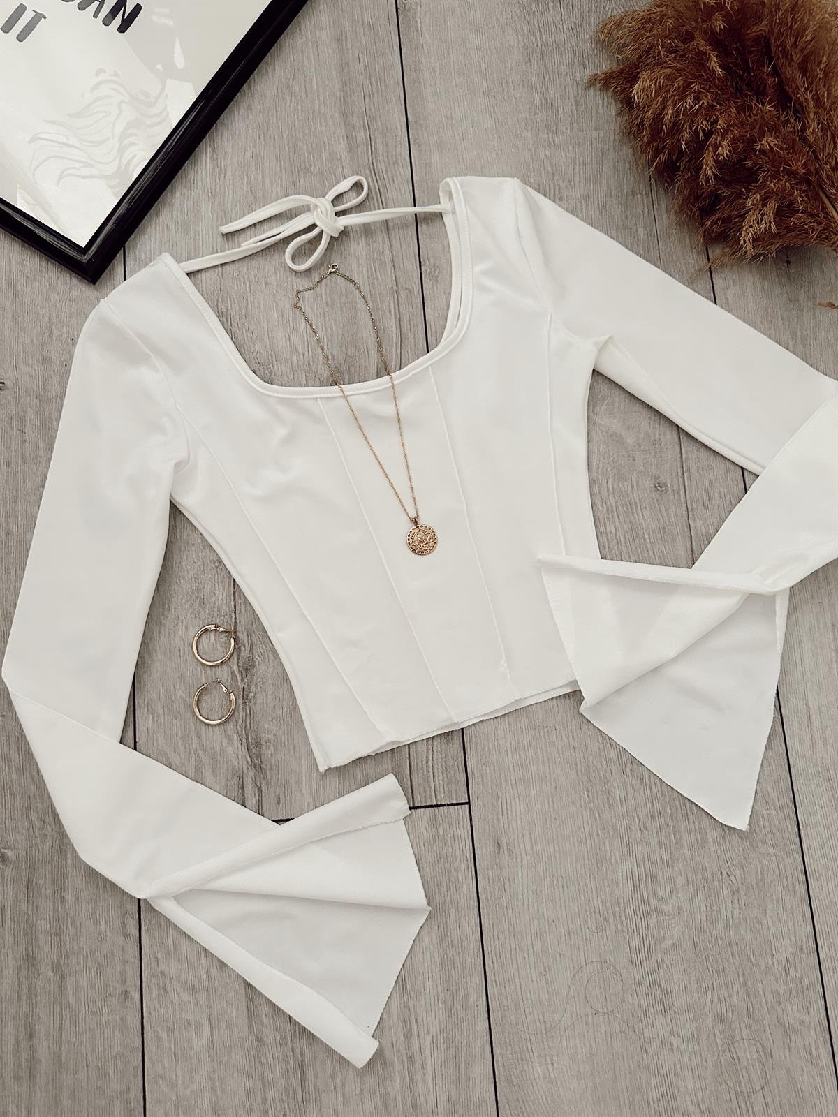 ANGEL İSPANYOL KOL BLUZ BEYAZ