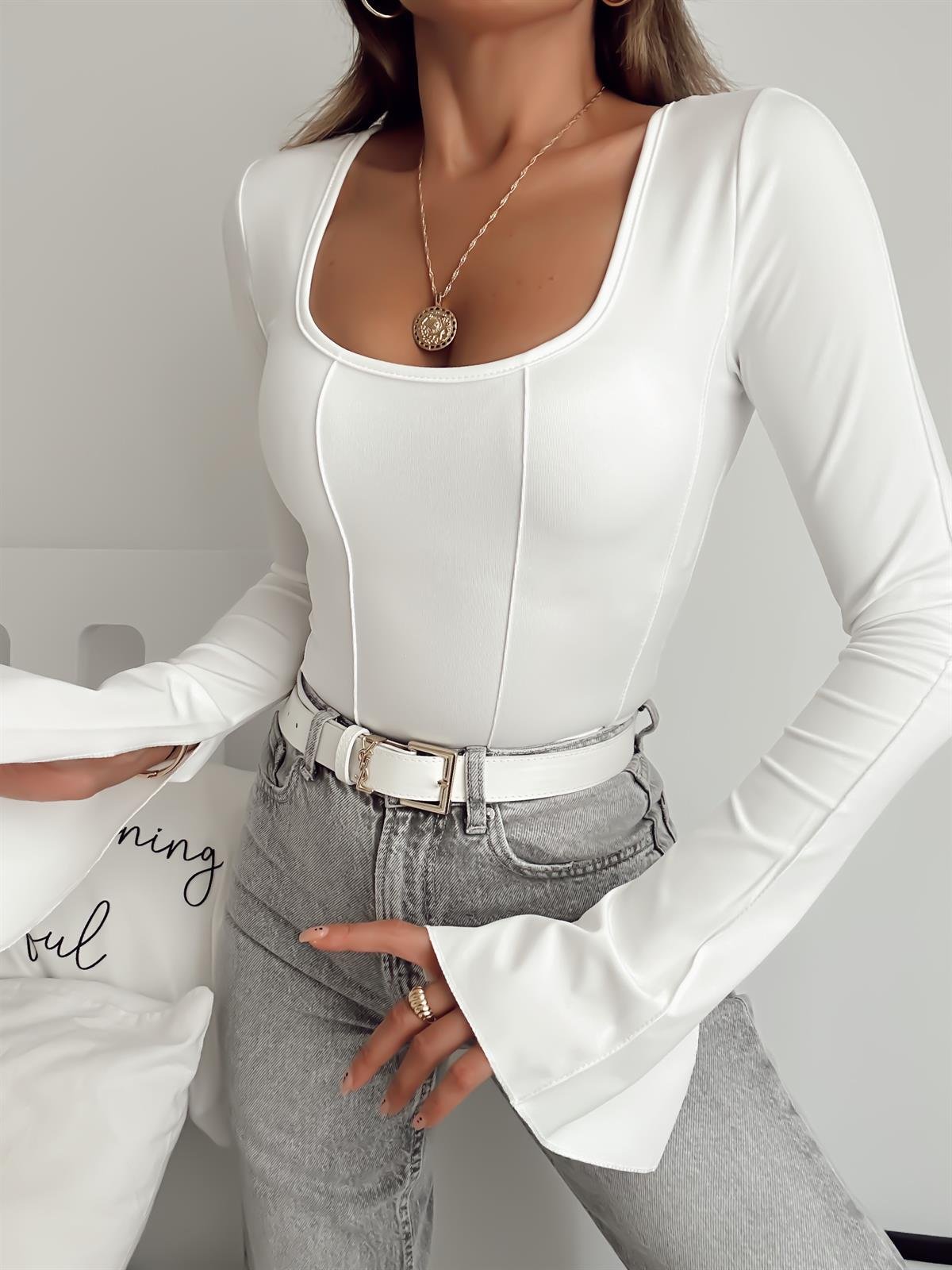 ANGEL İSPANYOL KOL BLUZ BEYAZ