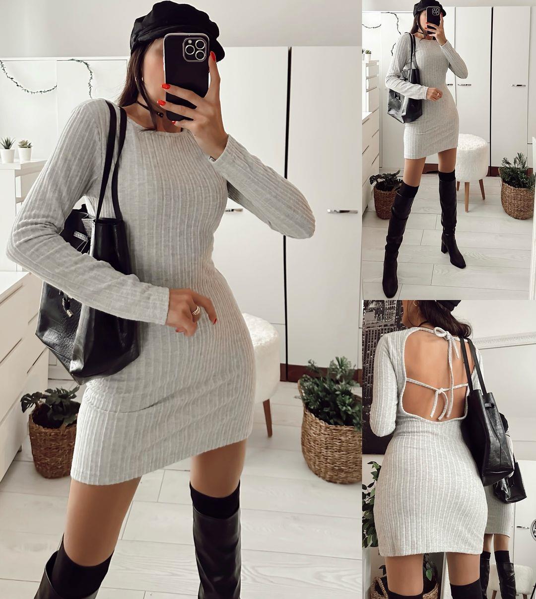 ANGIE YUMOŞ TRİKO DEKOLTELİ ELBİSE