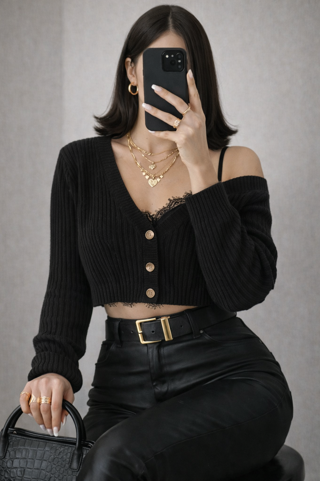 BARB CROP DÜĞMELİ HIRKA