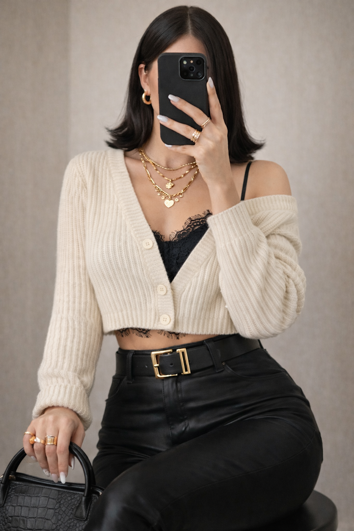 BARB CROP DÜĞMELİ HIRKA