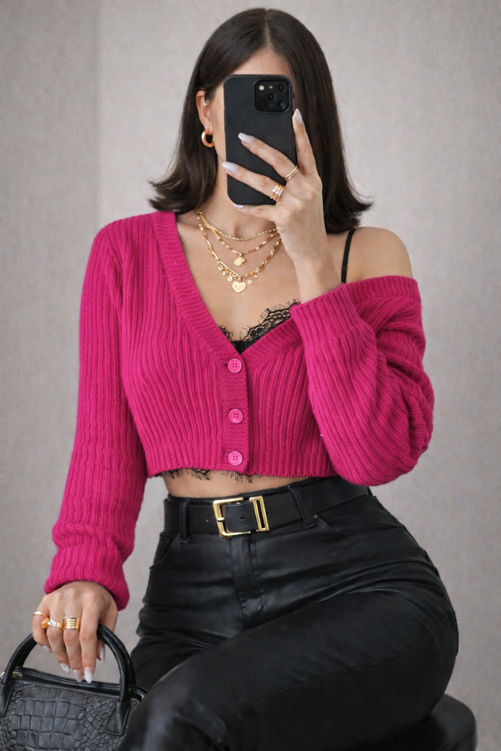 BARB CROP DÜĞMELİ HIRKA
