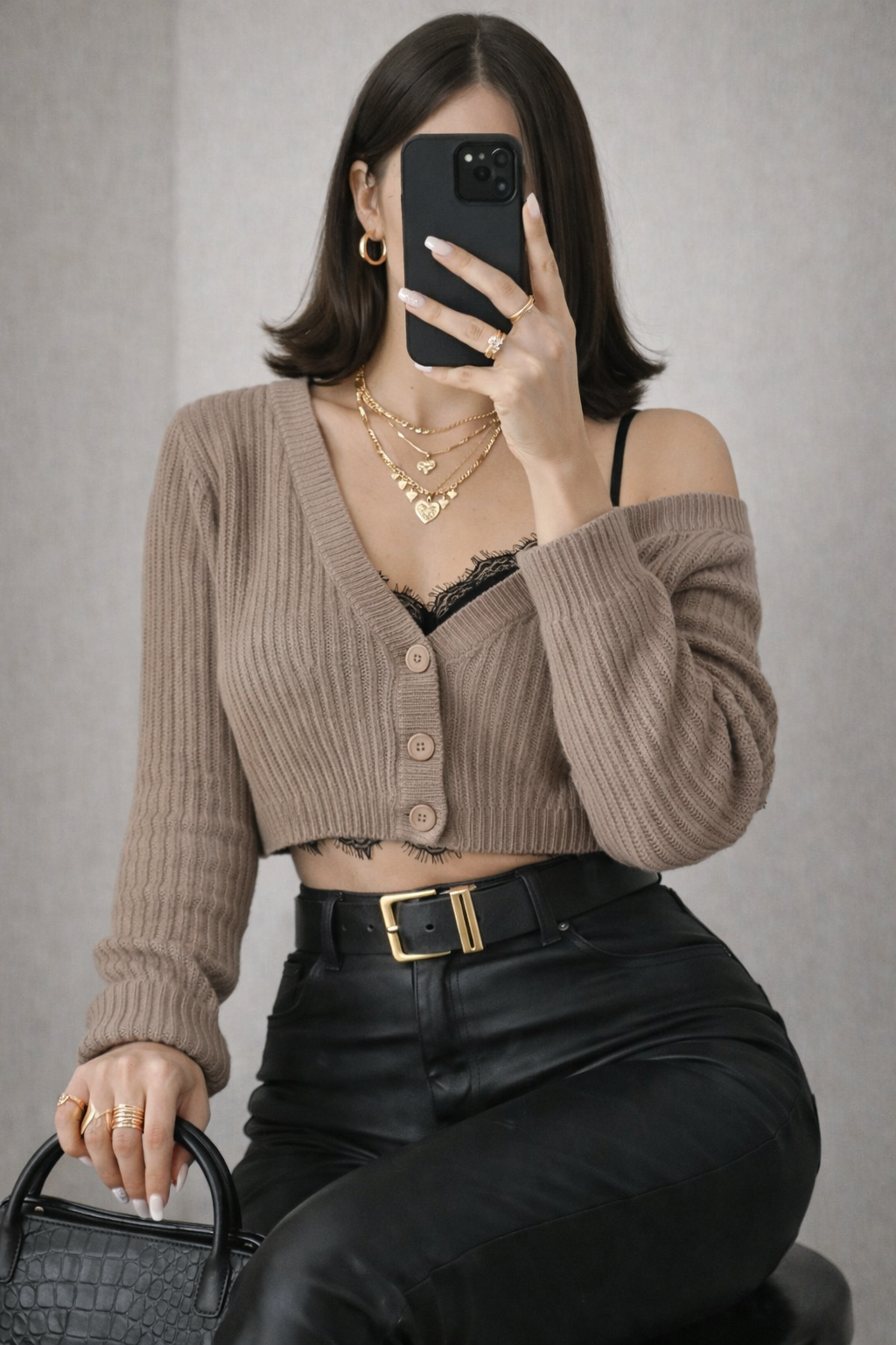 BARB CROP DÜĞMELİ HIRKA