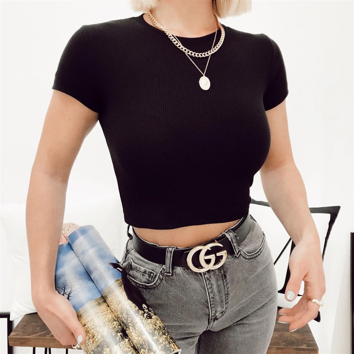 BASİC CROP TOP SİYAH