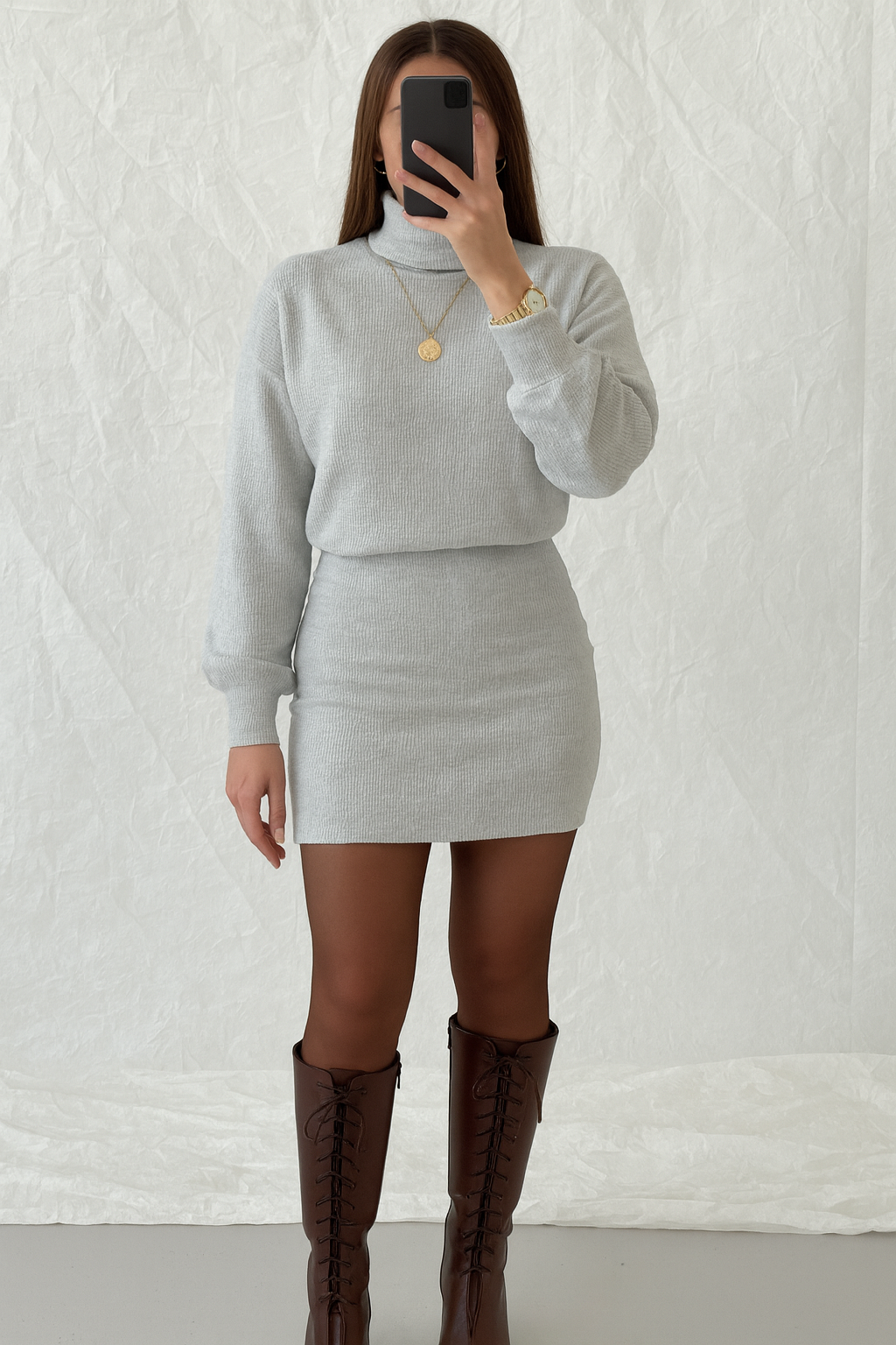 BEALISE YUMOŞ TRİKO ELBİSE (İÇ GÖSTERMEZ)GRİ