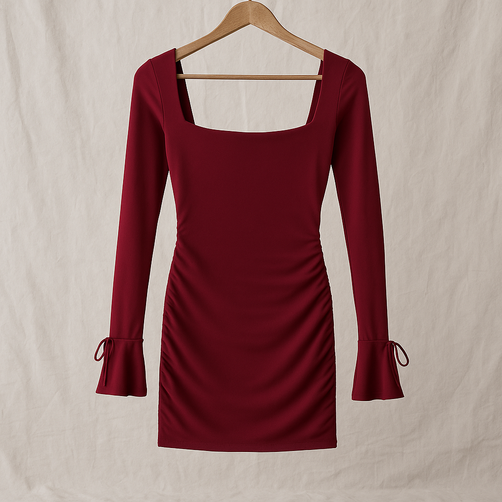 BIANCA SANDY MİNİ ELBİSE BORDO