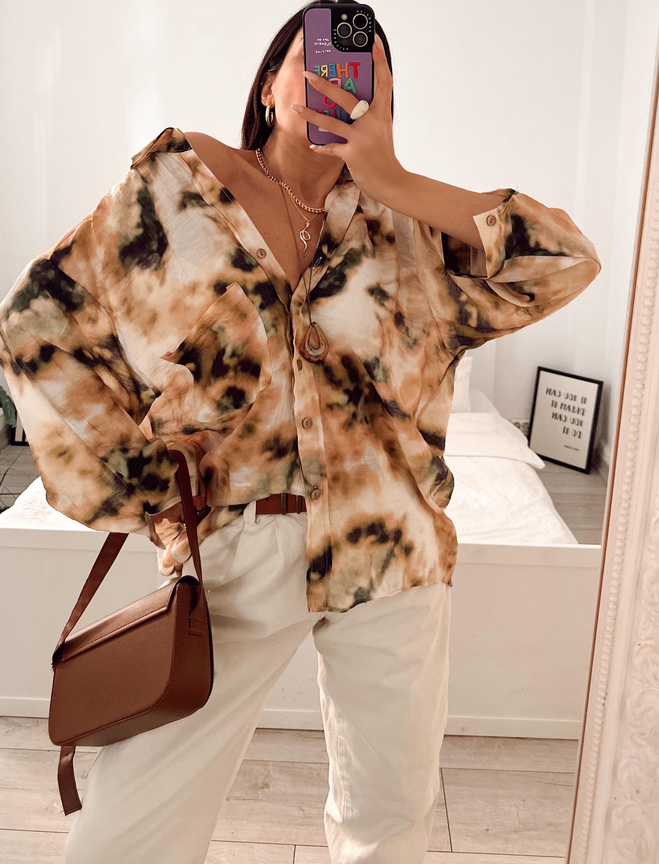 BOLEIGN FLORAL DESENLİ GÖMLEK KAHVE 