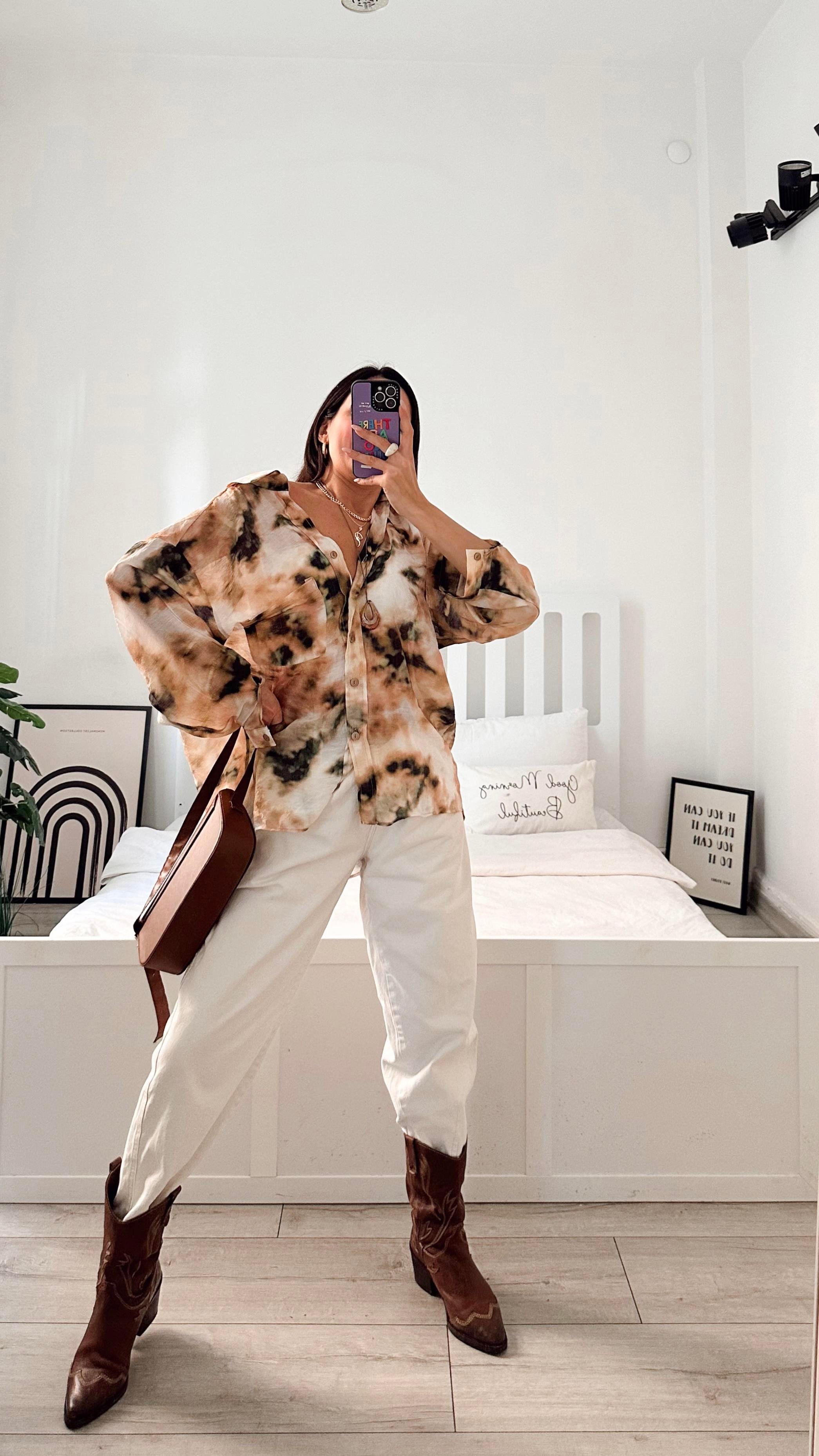 BOLEIGN FLORAL DESENLİ GÖMLEK KAHVE 