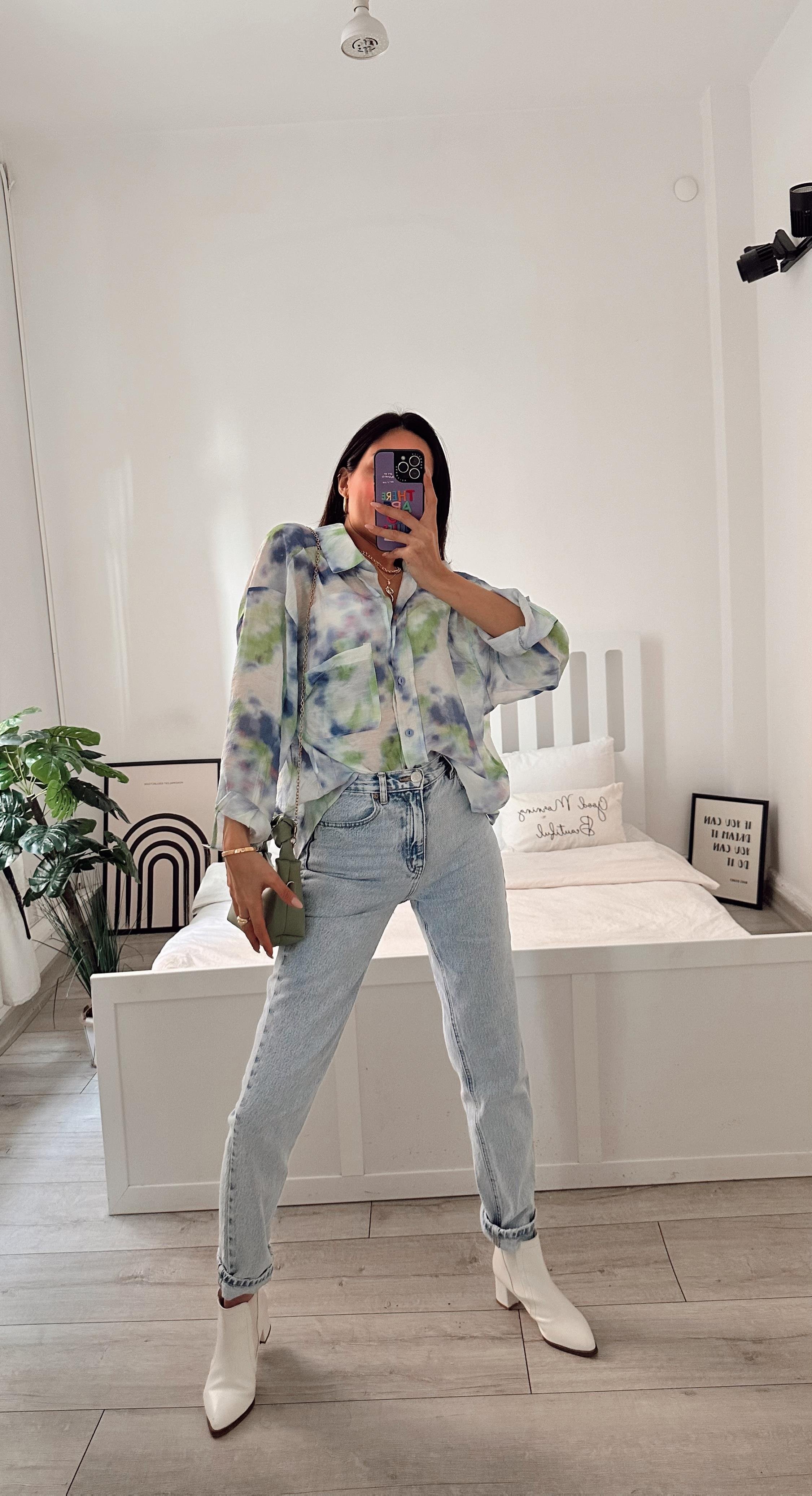 BOLEIGN FLORAL DESENLİ TENSEL GÖMLEK MAVİ