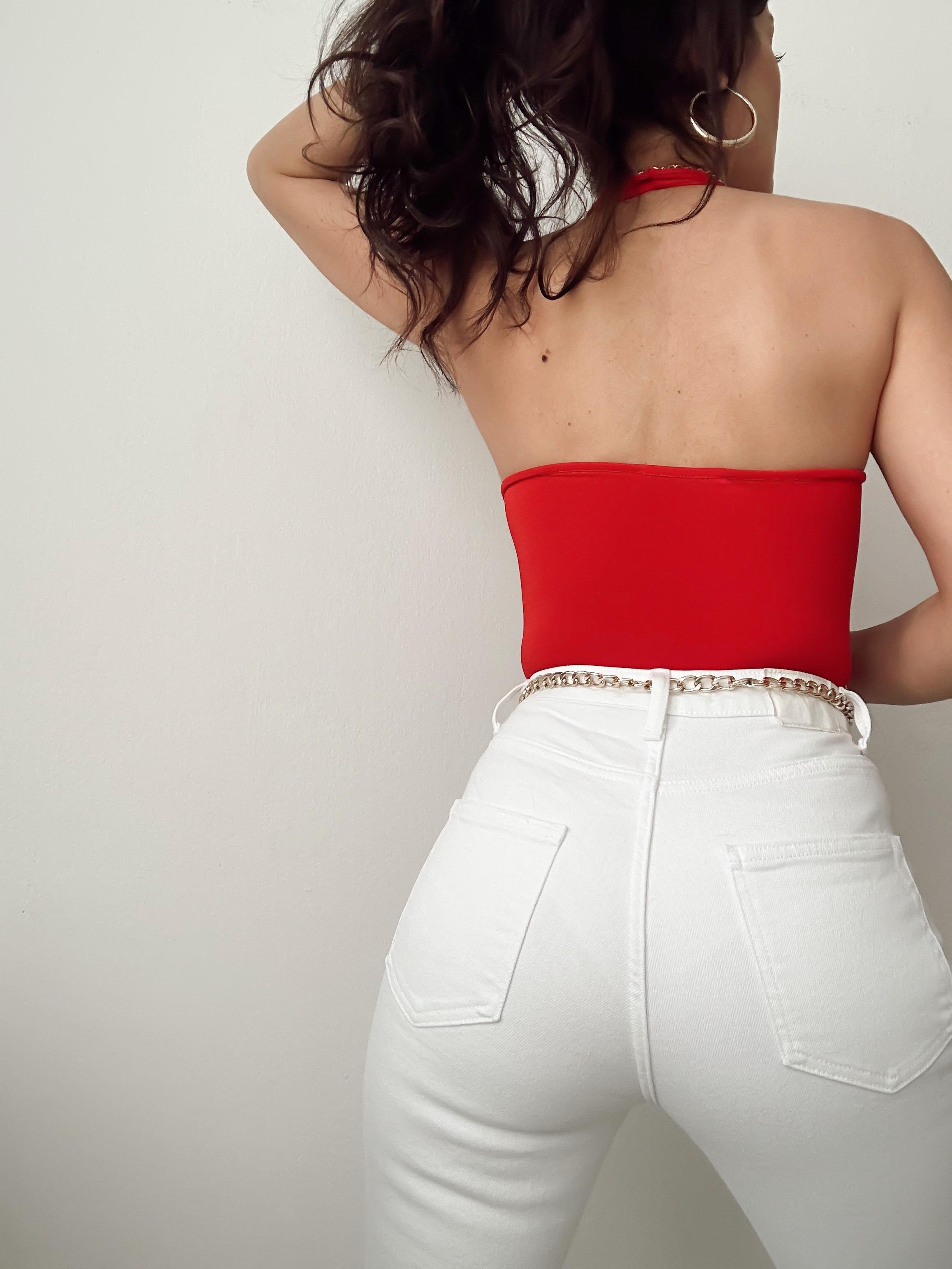 BSK ÇİFT KAT BOYUNDAN GEÇMELİ SANDY BLUZ KIRMIZI