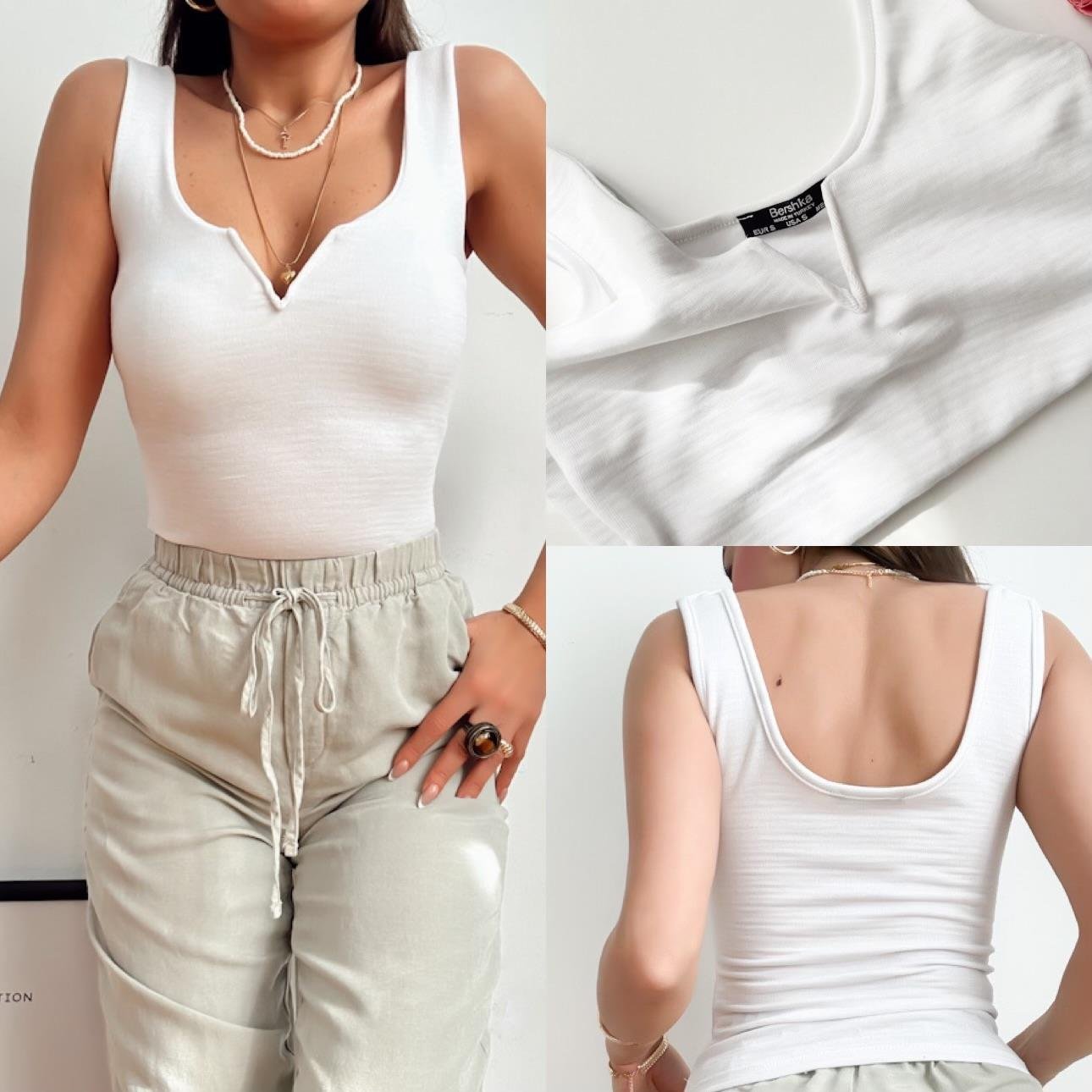 BSK MİNİ V BLUZ BEYAZ 