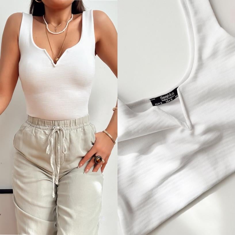 BSK MİNİ V BLUZ BEYAZ 