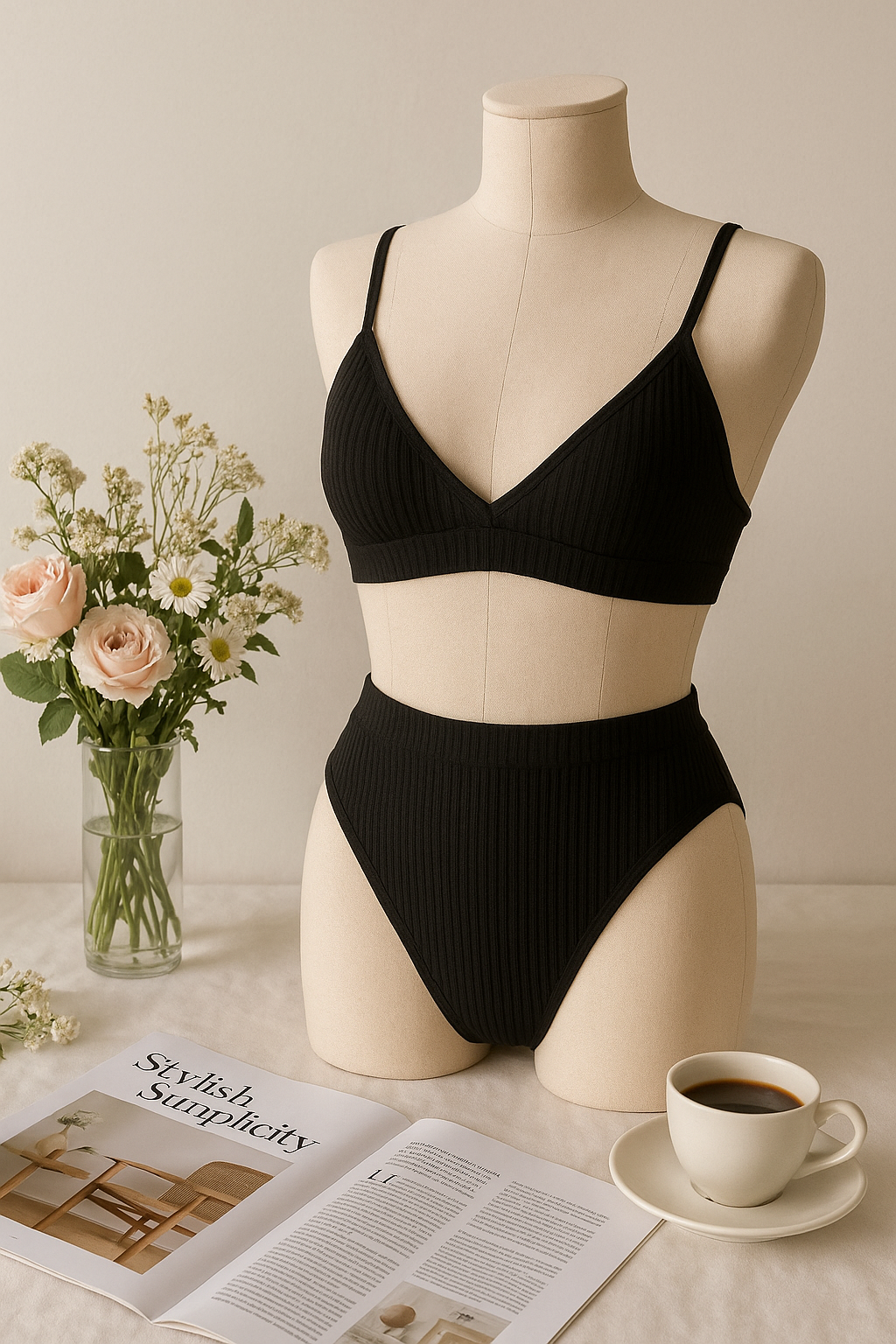 CINDY FİTİLLİ SÜTYEN STRING TAKIM SİYAH