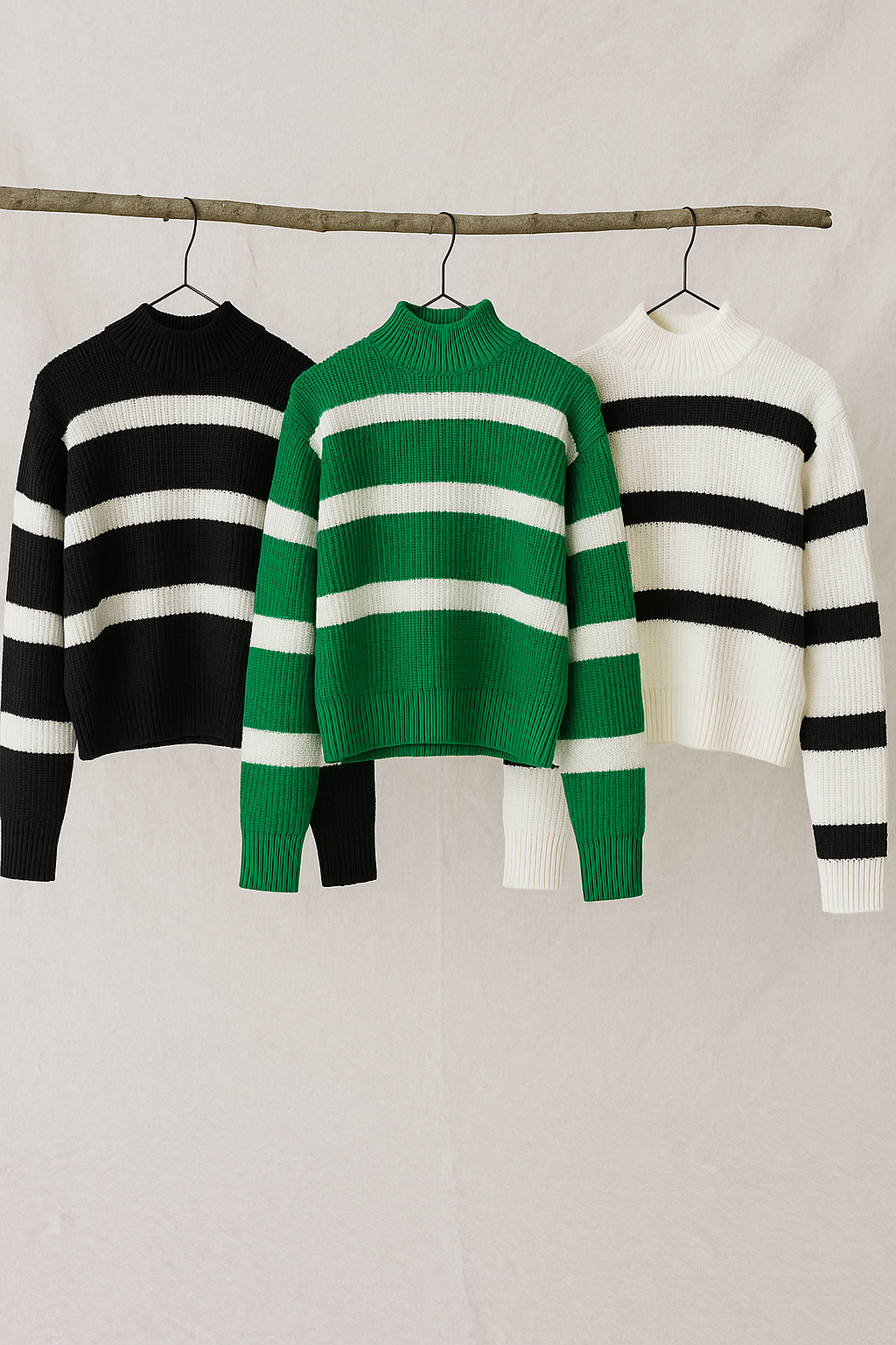 COZY DİK YAKA ÇİZGİLİ KAZAK