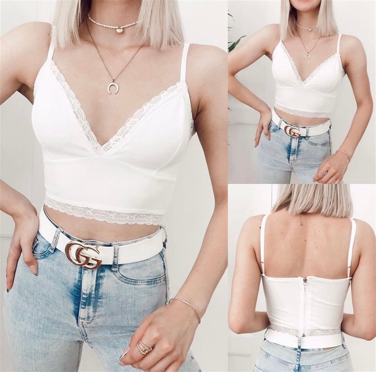 DANTELLİ ASKILI GLOPLU BÜSTİYER