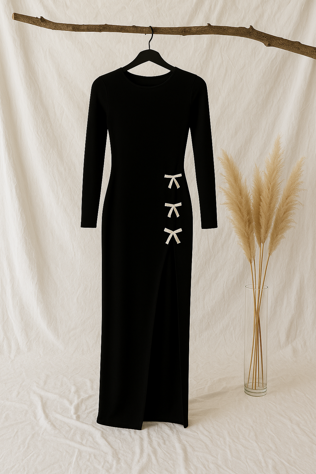 DOLCE KURDELELİ ELBİSE SİYAH