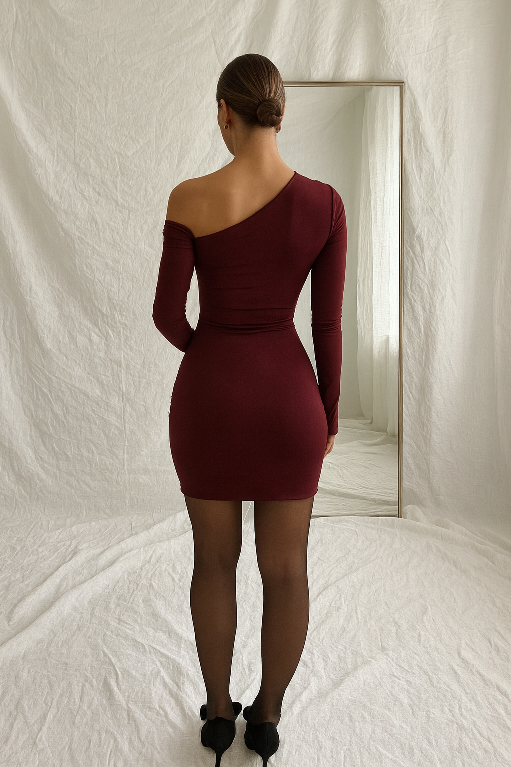 DRINNA SANDY ASİMETRİK ELBİSE BORDO