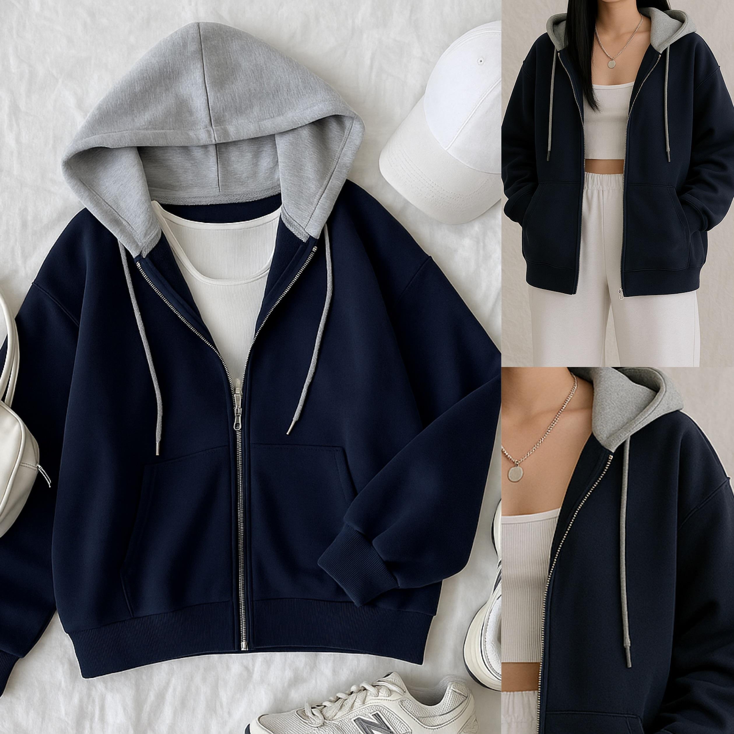ELNA GRİ KAPÜŞONLU OVERSİZE SWEATSHIRT