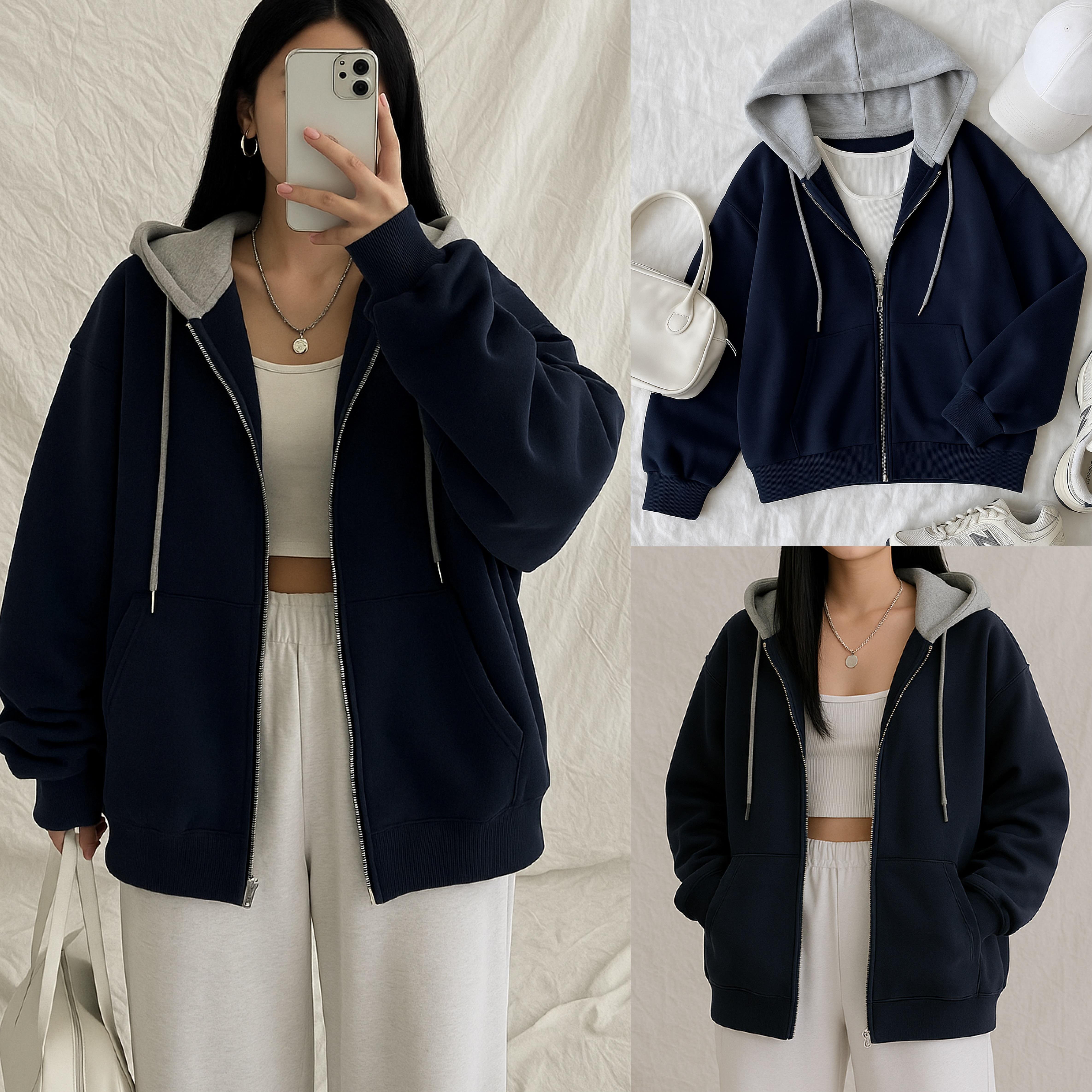 ELNA GRİ KAPÜŞONLU OVERSİZE SWEATSHIRT