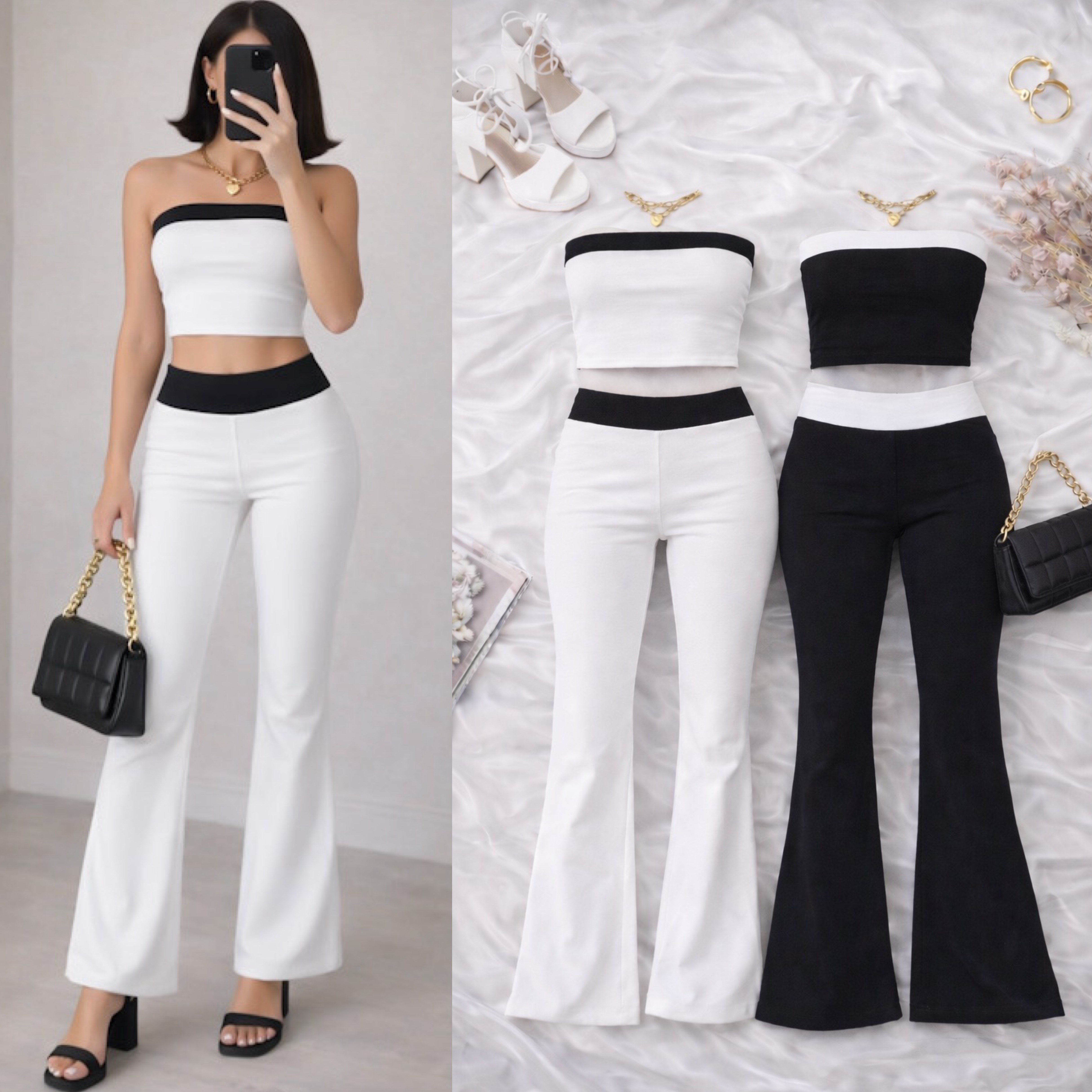 ELY STRAPLEZ BUSTİYER TAYT PANTOLON TAKIM