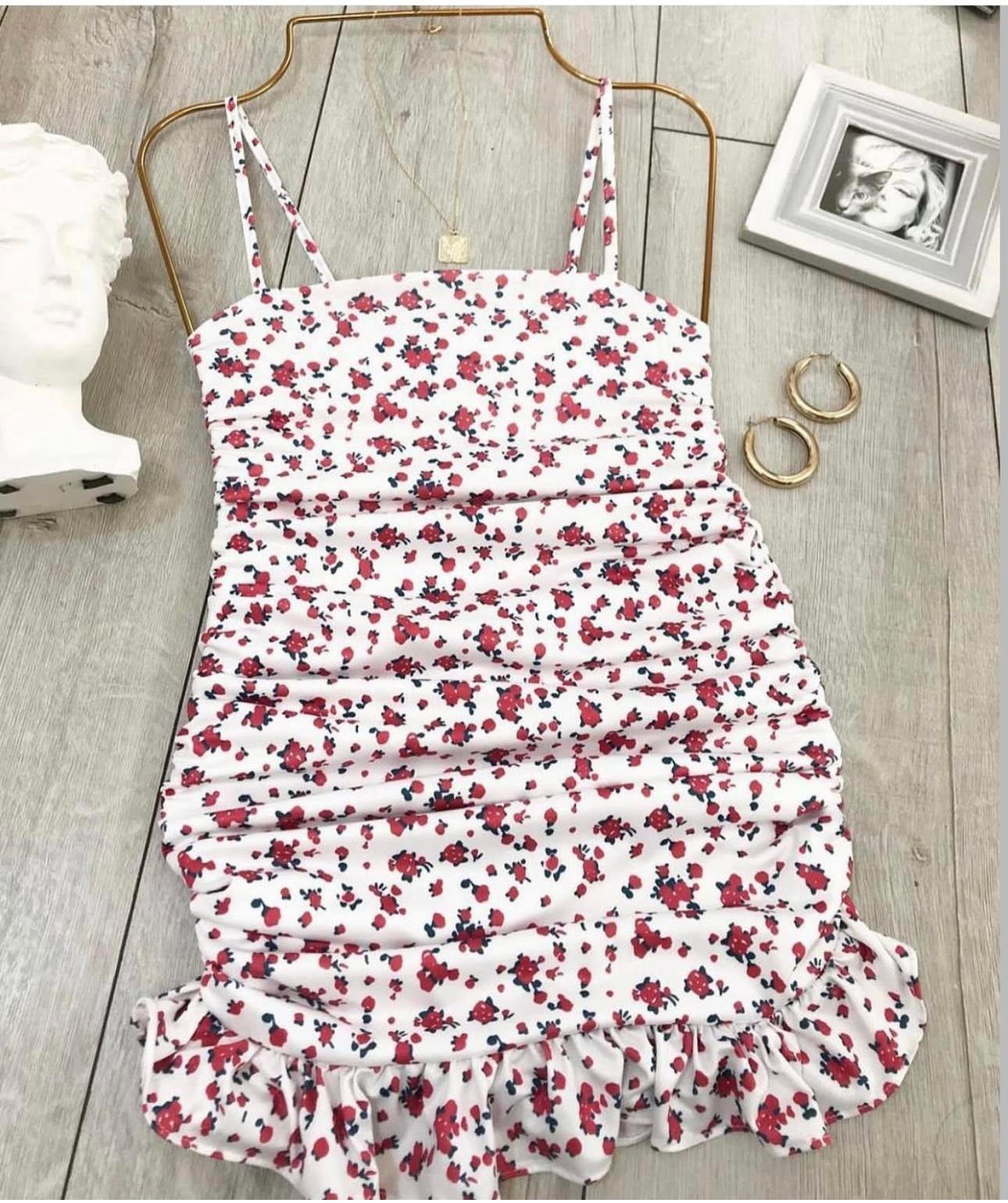 EMMA ÇİÇEKLİ ASTARLI MİNİ ELBİSE 