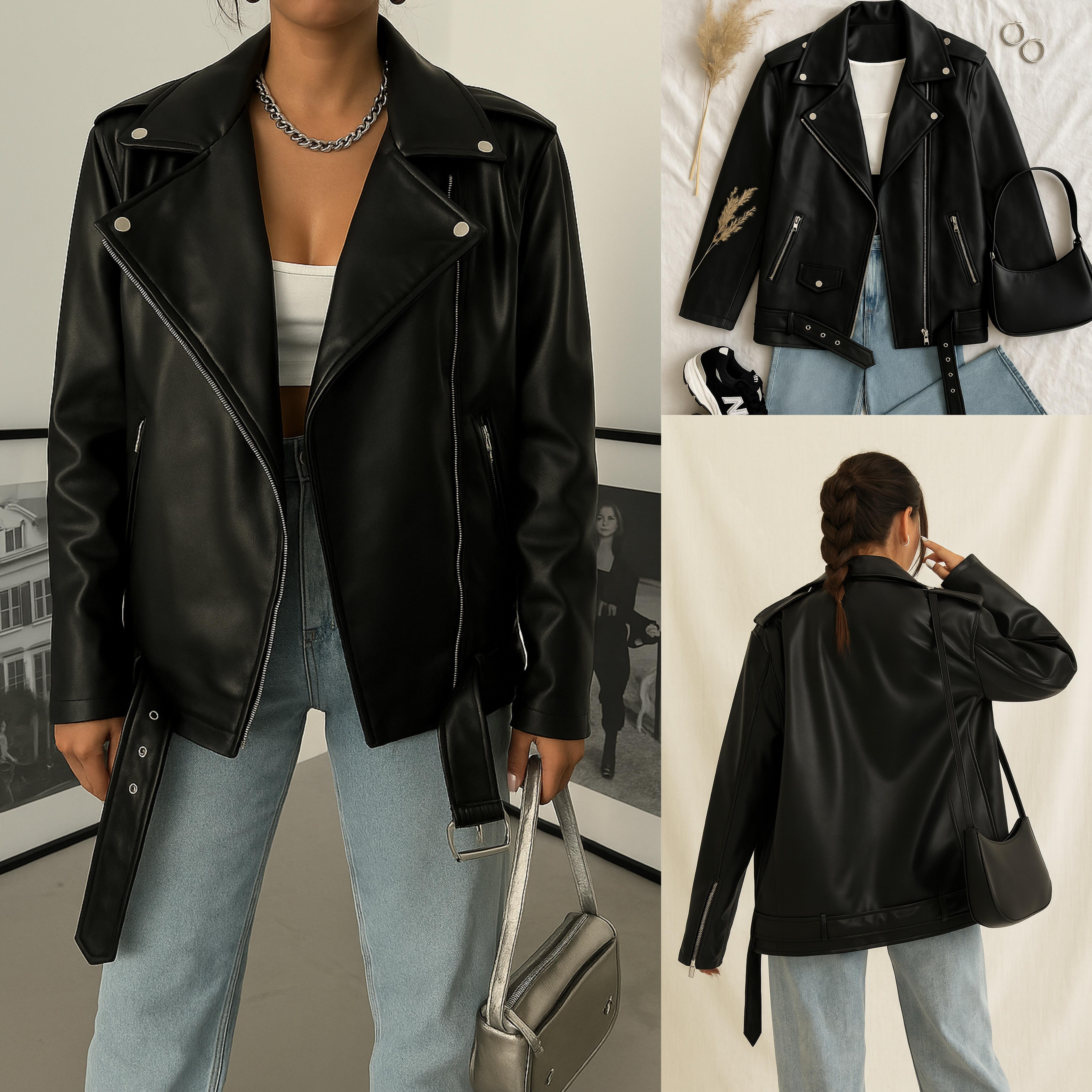 ENNA OVERSIZE DERİ CEKET