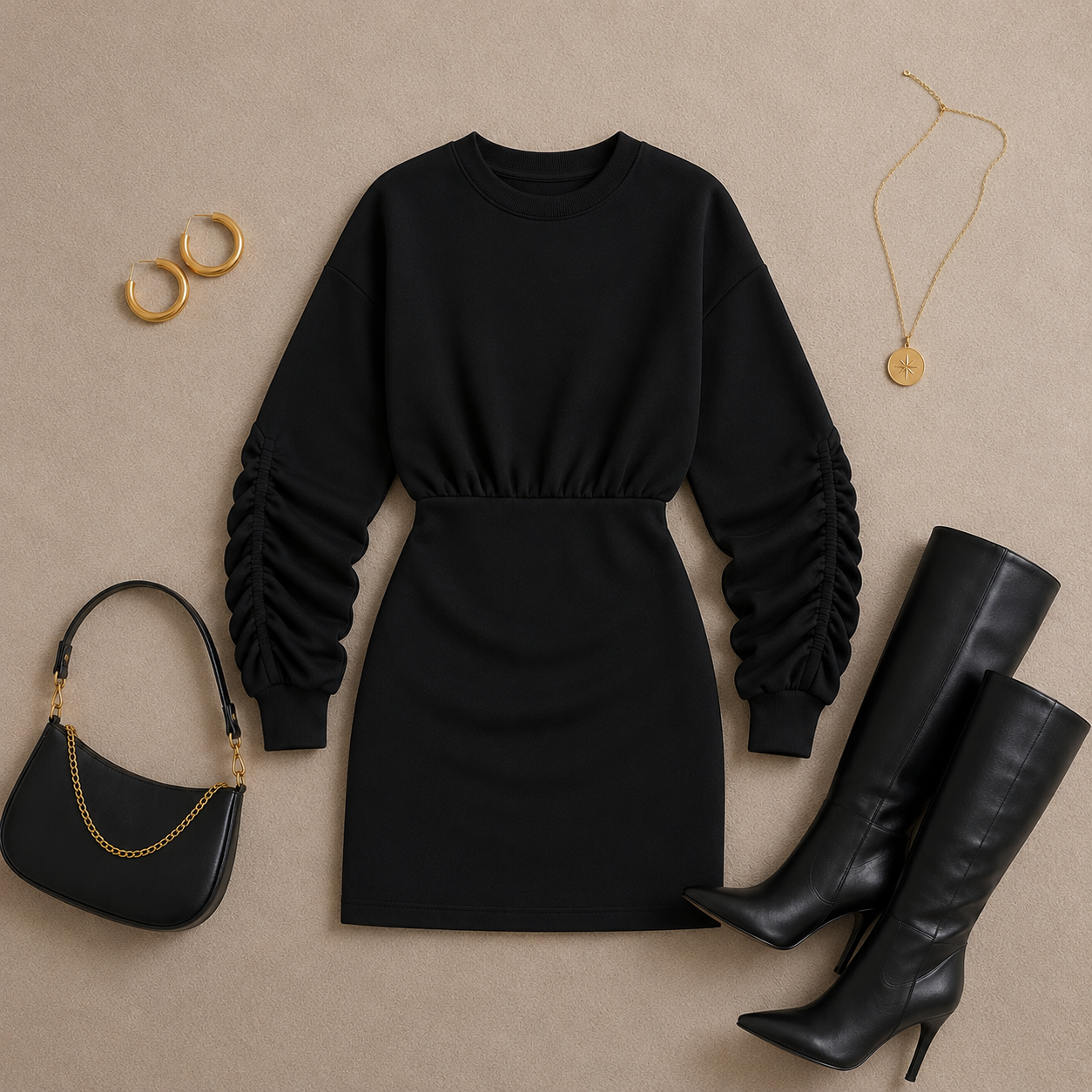 EVİTA İÇİ ŞARDONLU SWEAT ELBİS(İÇ GÖSTERMEZ)