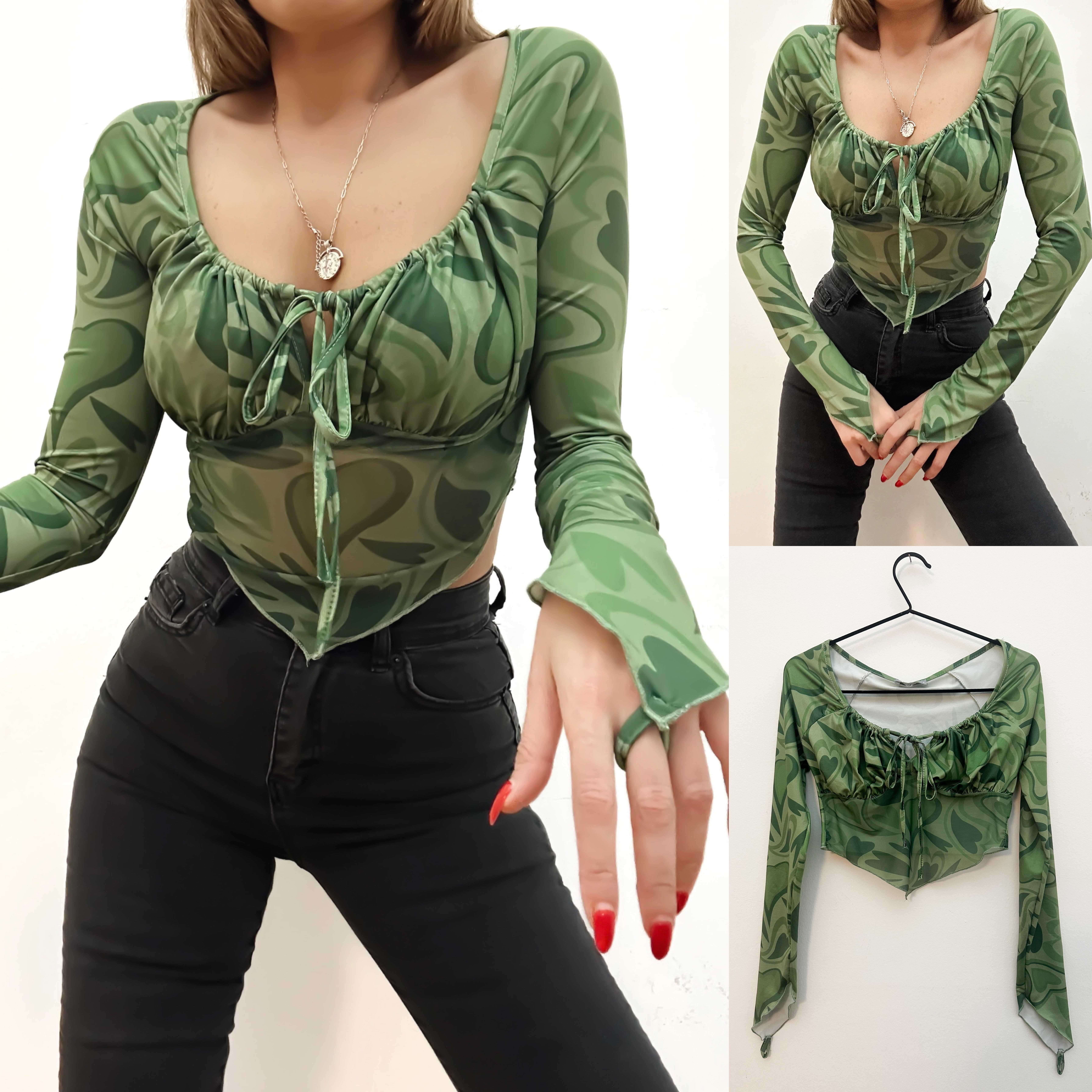 GREENY PARMAK GEÇMELİ BLUZ 