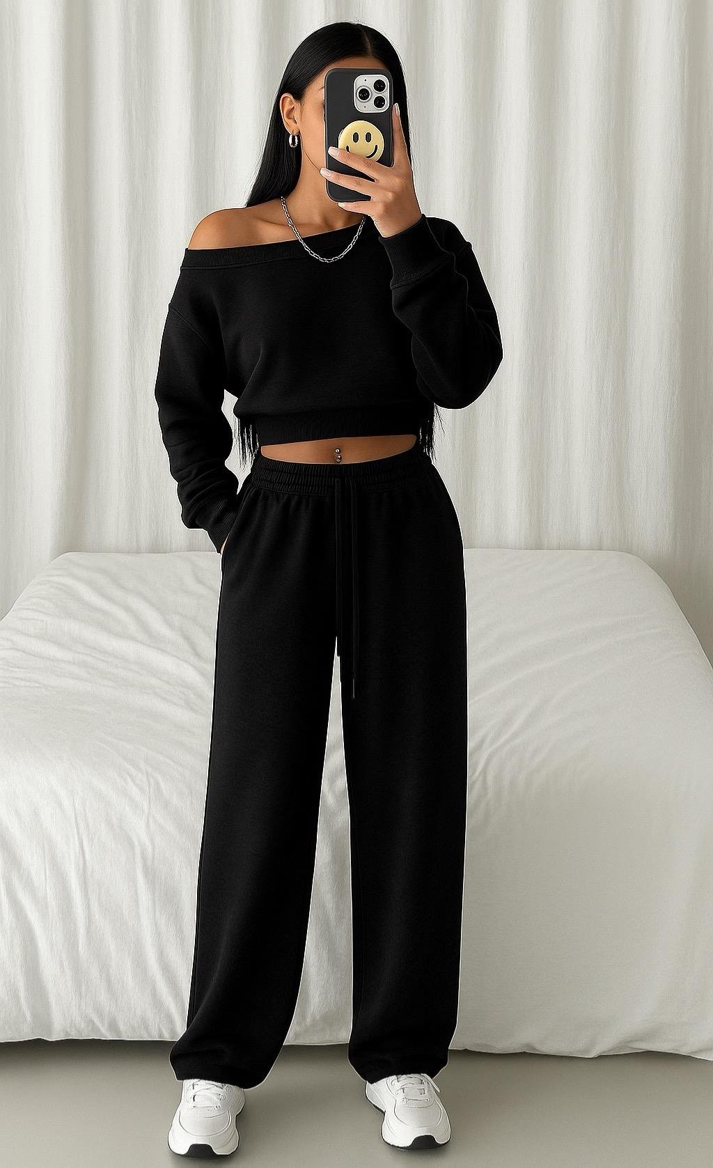 GREYME CROP SWEAT EŞOFMAN TAKIMI SİYAH