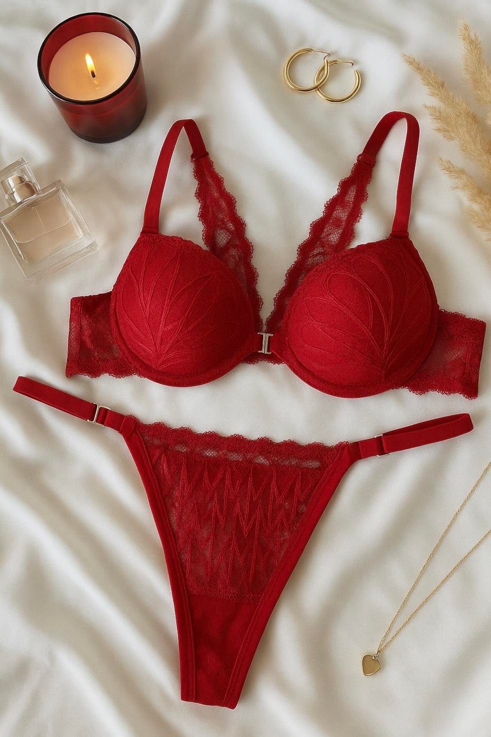 HANNAH PUSH UP DOLGULU İÇ ÇAMAŞIRI TAKIM KIRMIZI