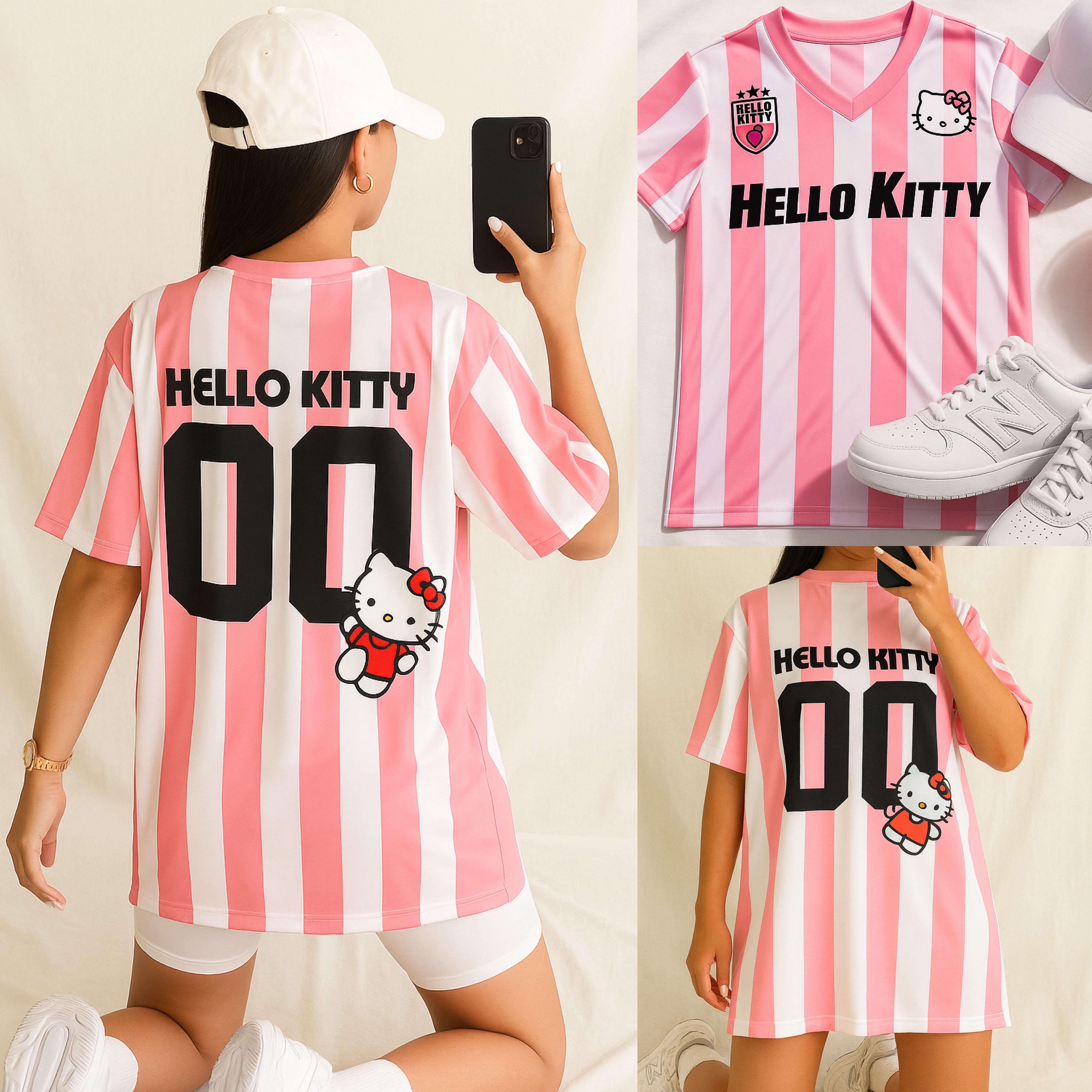 HELLOK ÖNARKA ÇİFT KULLANIMLI BASKILI ÇİZGİLİ TSHIRT