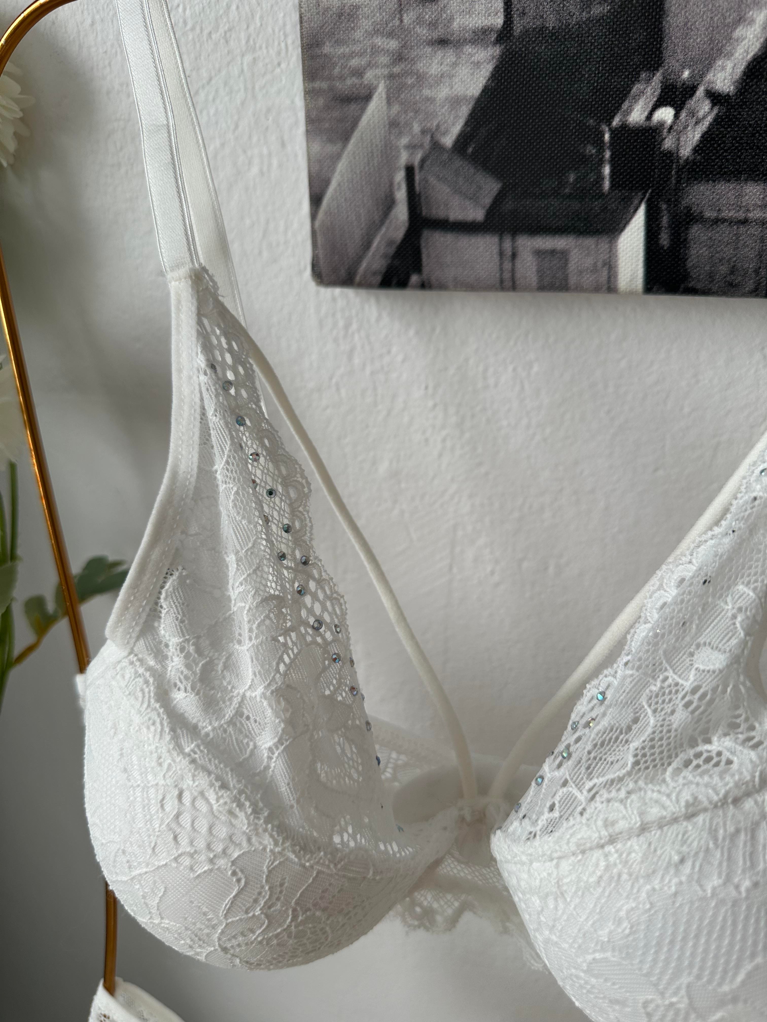 HERA TAŞLI DANTELLİ PUSH UP İÇ ÇAMAŞIRI TAKIMI  BEYAZ