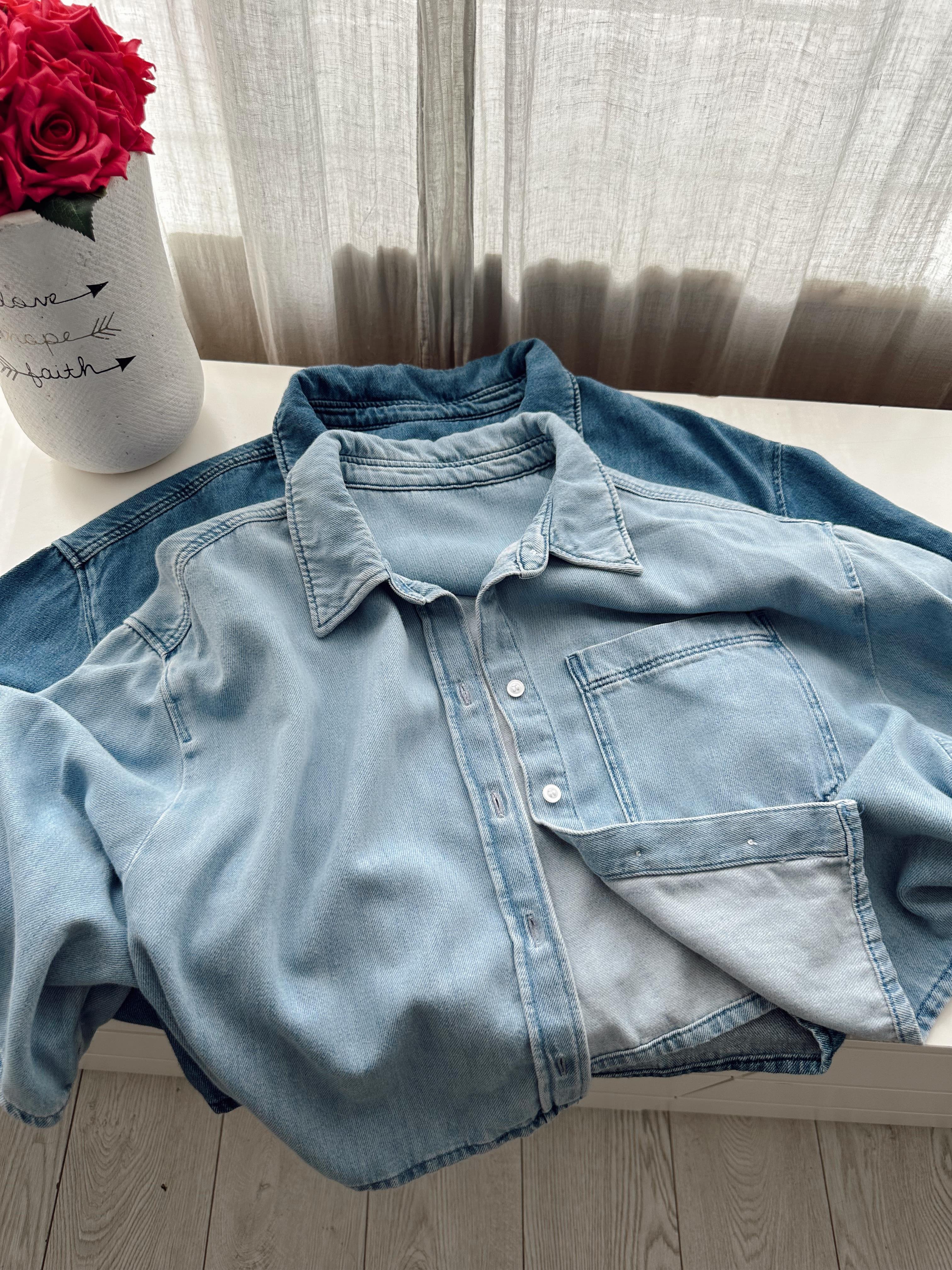 HMG ORİJİNAL MARKA OVERSIZE JEAN GÖMLEK AÇIK MAVİ