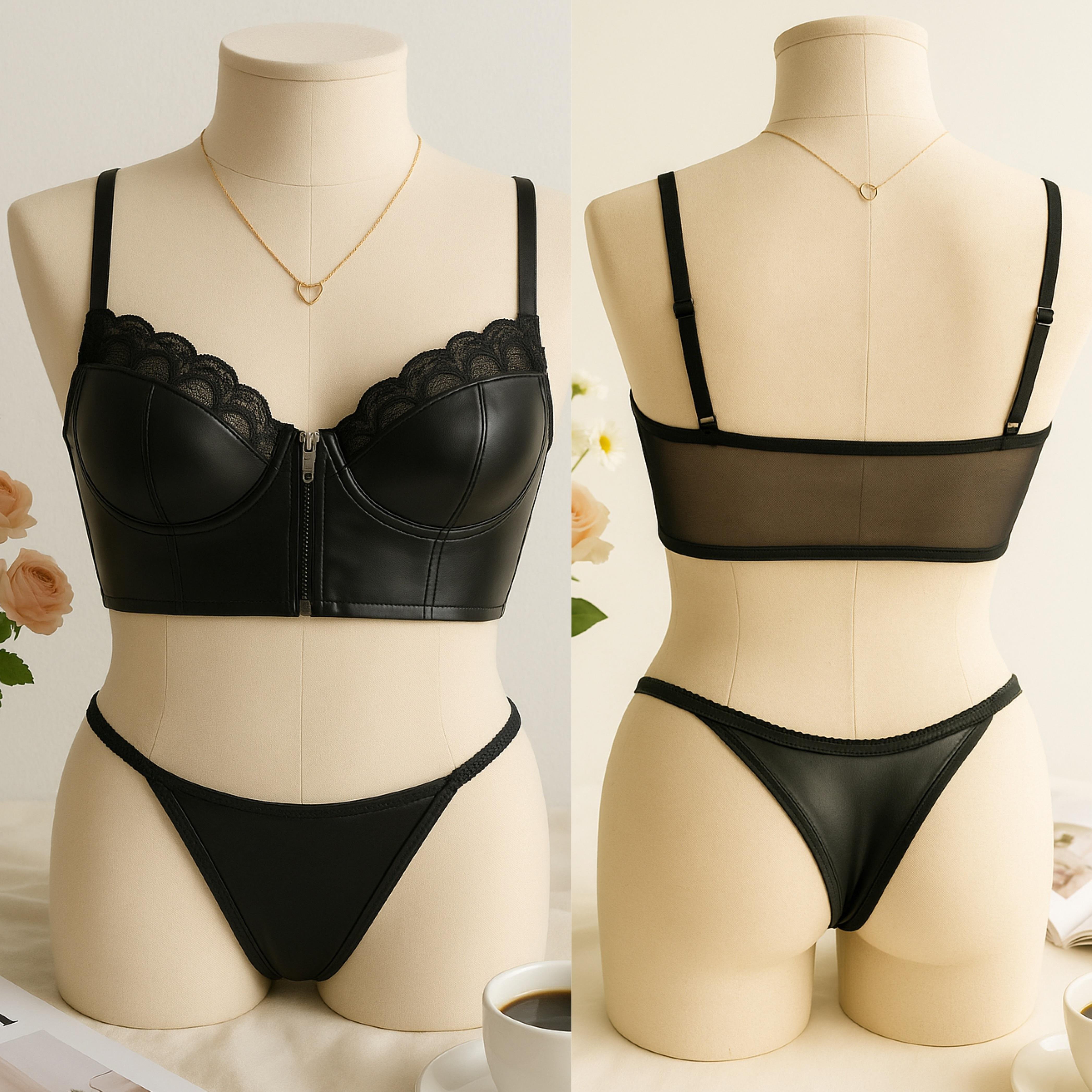 IRINA DERİ BUSTİYER İÇ ÇAMAŞIRI TAKIM SİYAH