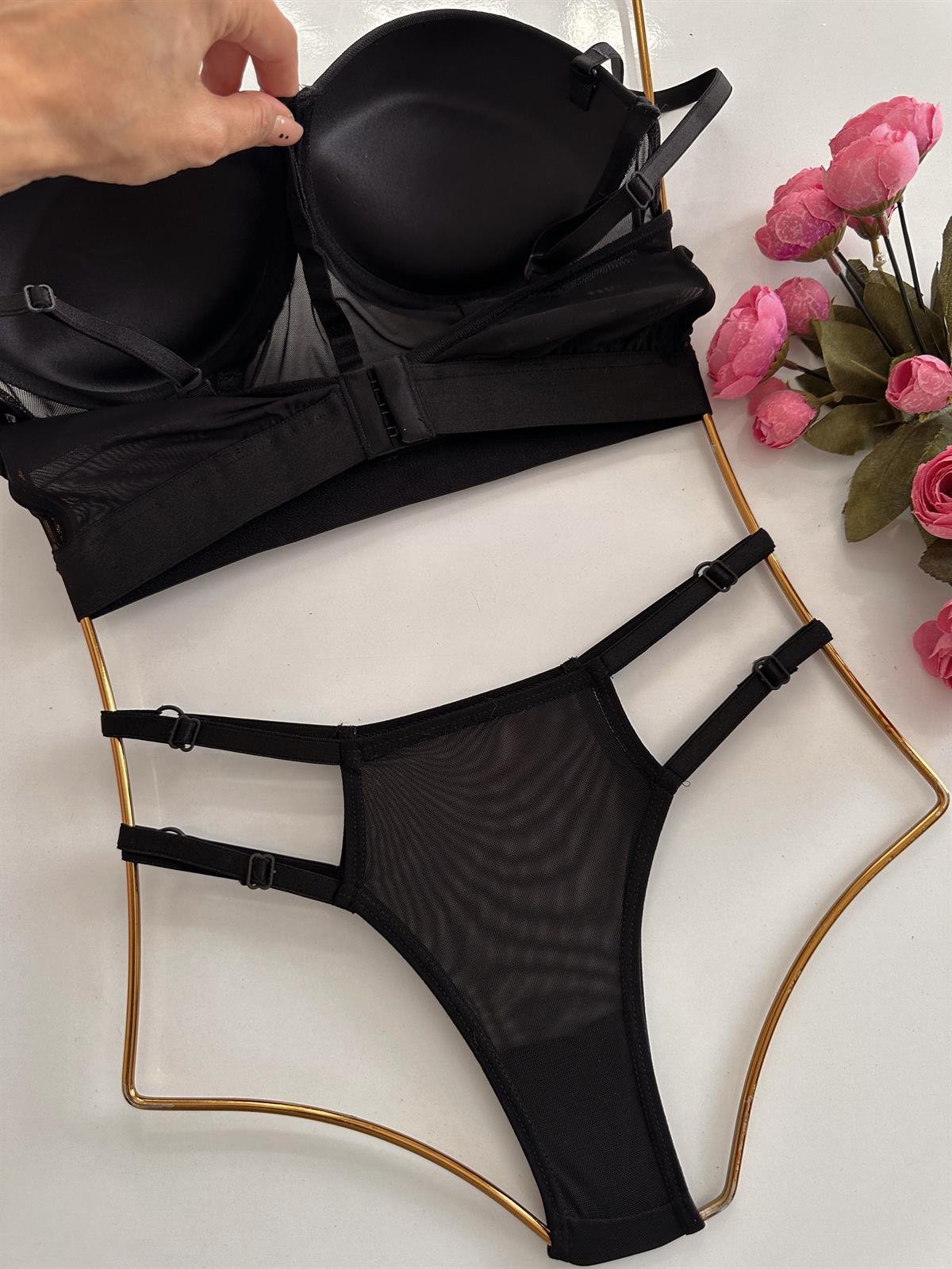 JOLIE PUSH UP BUSTİYER STRİNG TAKIM SİYAH