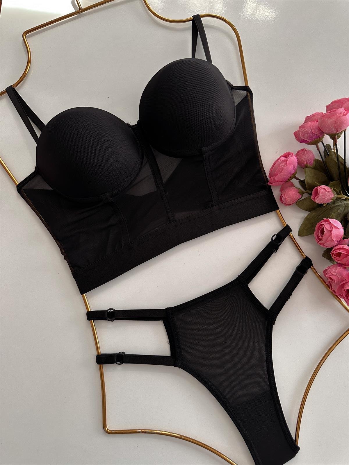 JOLIE PUSH UP BUSTİYER STRİNG TAKIM SİYAH